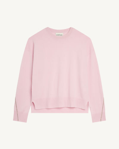 Pull col rond Célèste-ROSE QUARTZ/MILLET-100% cachemire