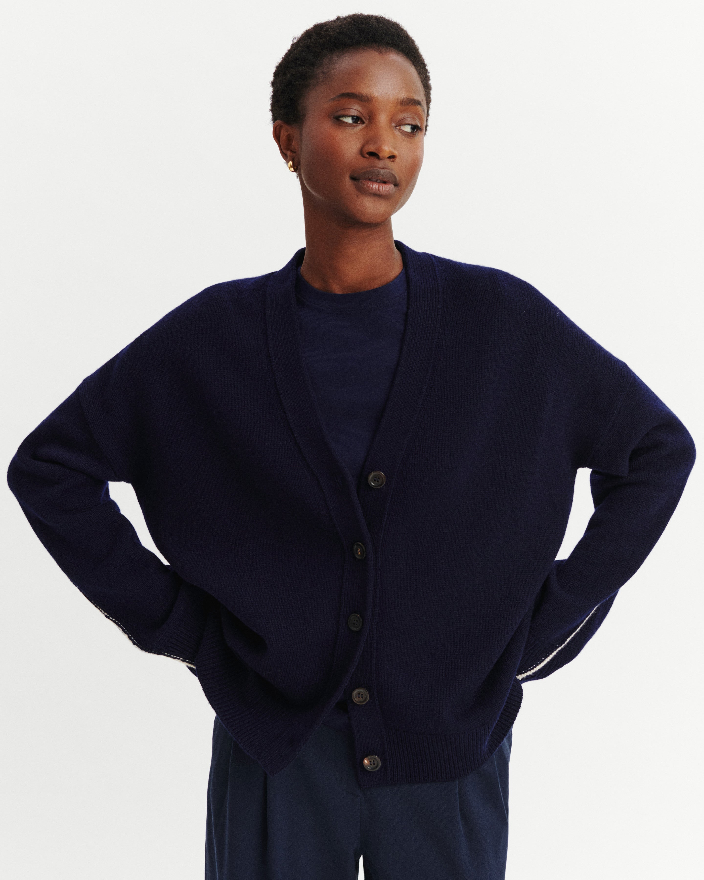 Gile ample Lou-MARINE/AVOINE-100% cachemire