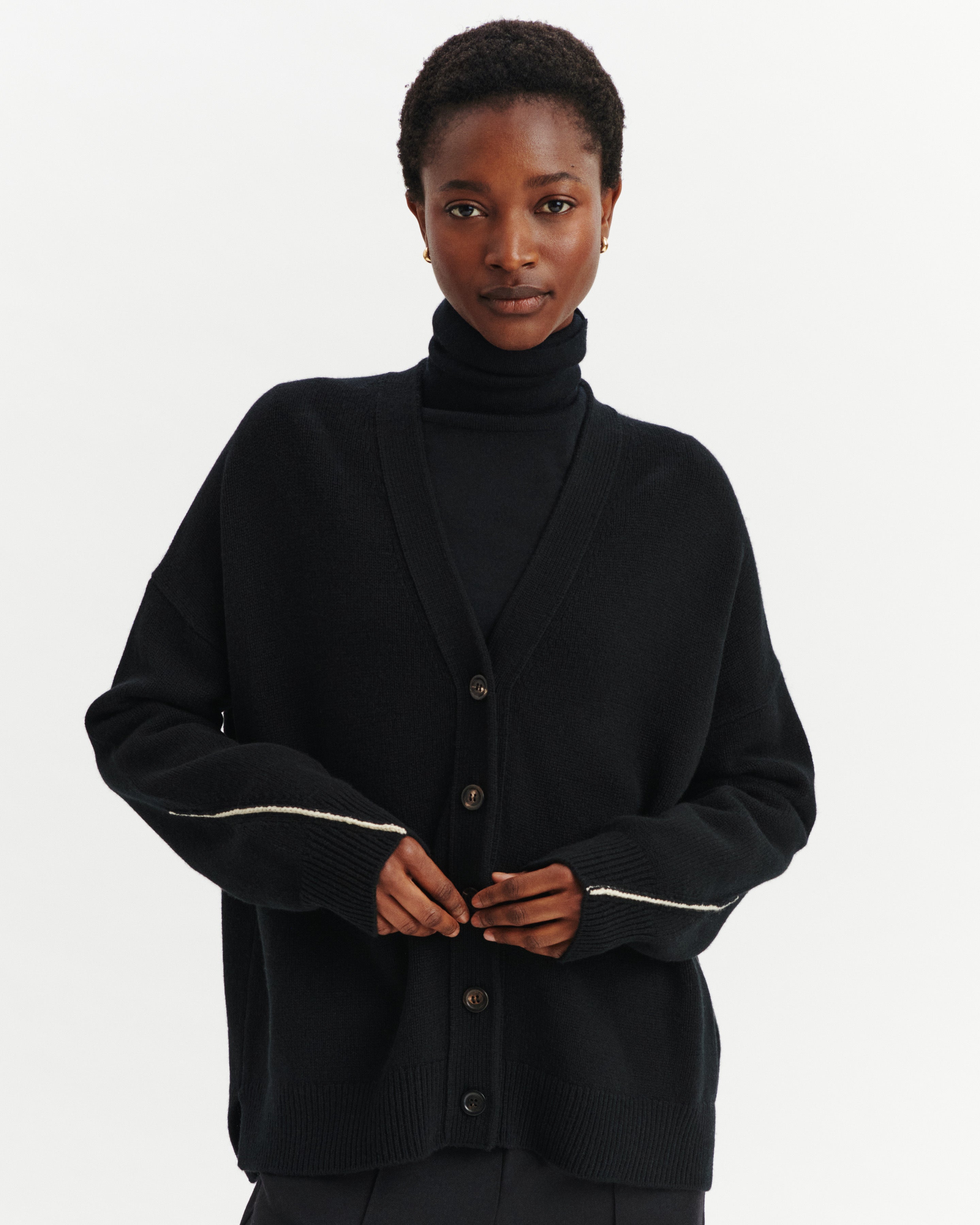 Gile ample Lou-NOIR/ECRU VINTAGE-100% cachemire
