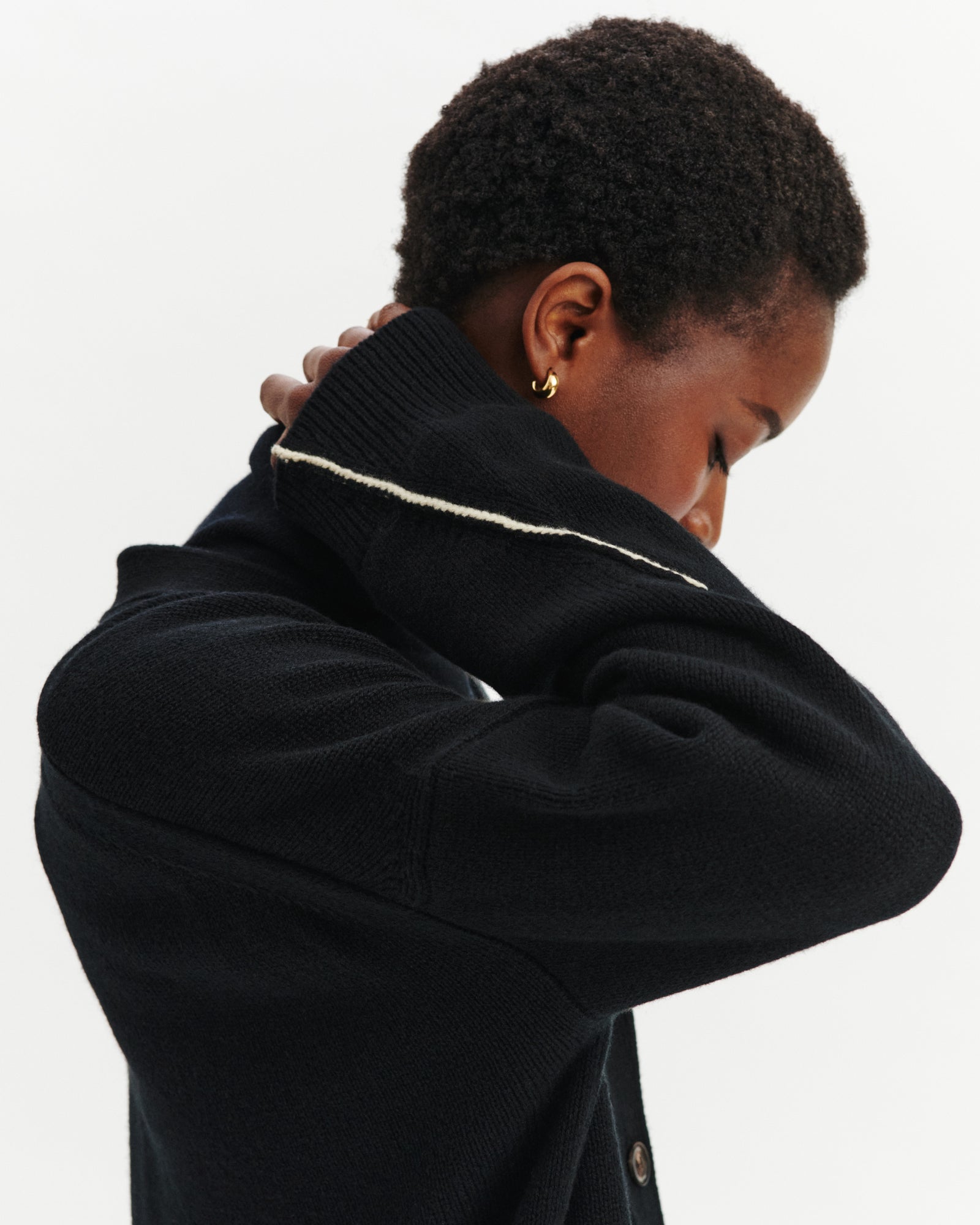 Gile ample Lou-NOIR/ECRU VINTAGE-100% cachemire