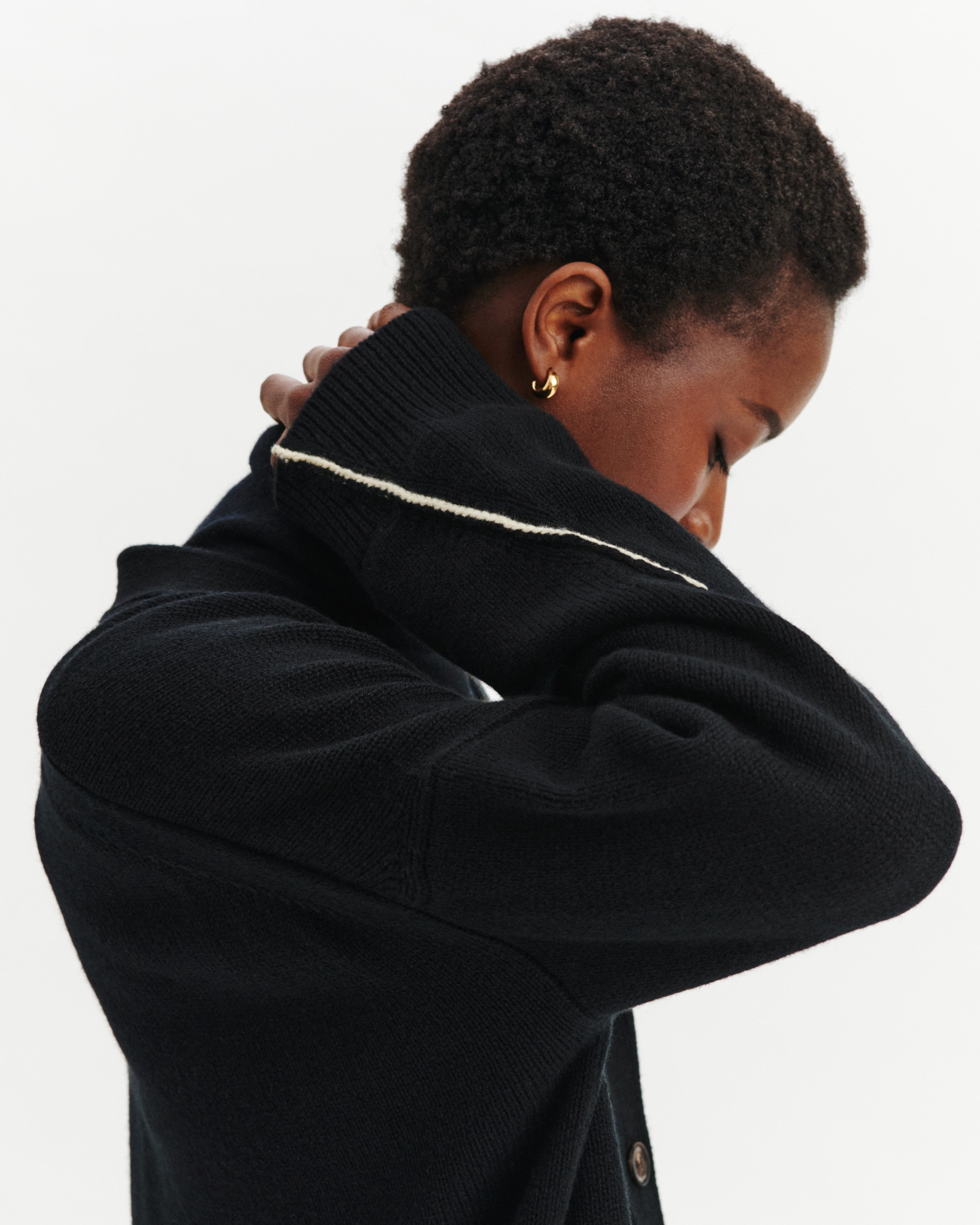 Gile ample Lou-NOIR/ECRU VINTAGE-100% cachemire