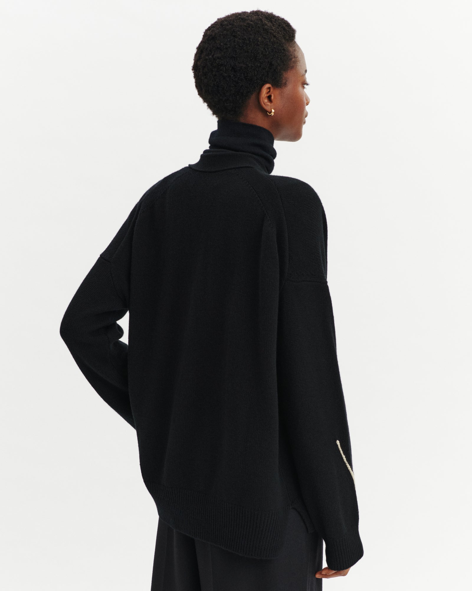 Gile ample Lou-NOIR/ECRU VINTAGE-100% cachemire