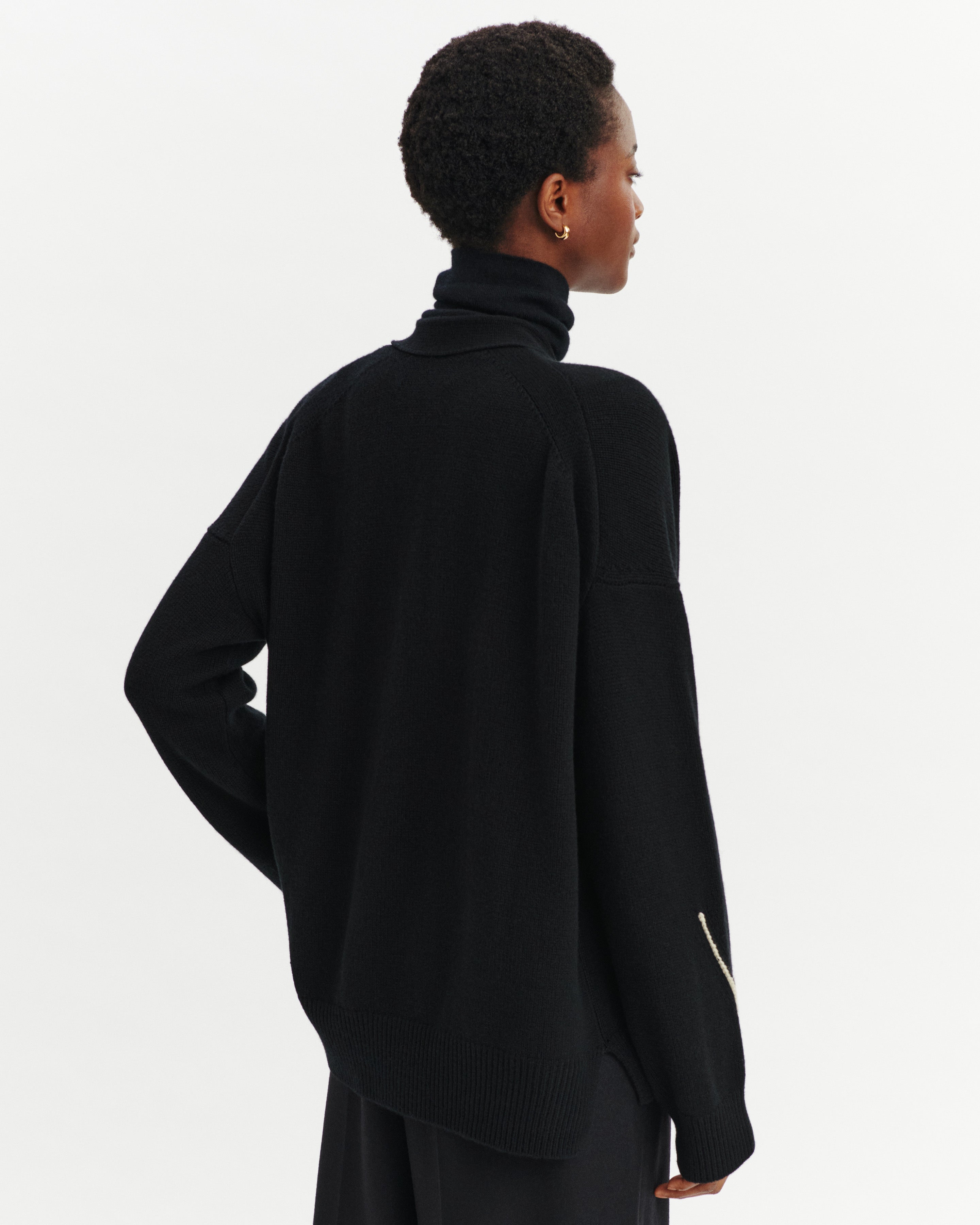 Gile ample Lou-NOIR/ECRU VINTAGE-100% cachemire