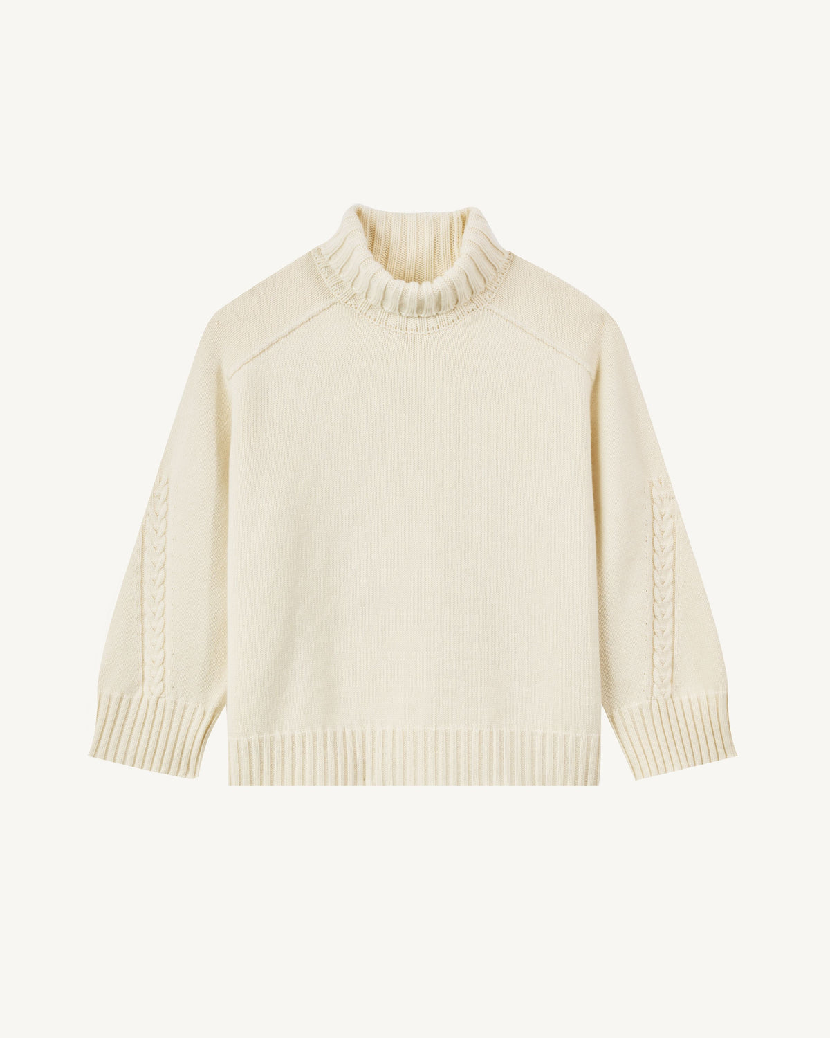 Pull col montant détail torsades-ECRU-100% cachemire