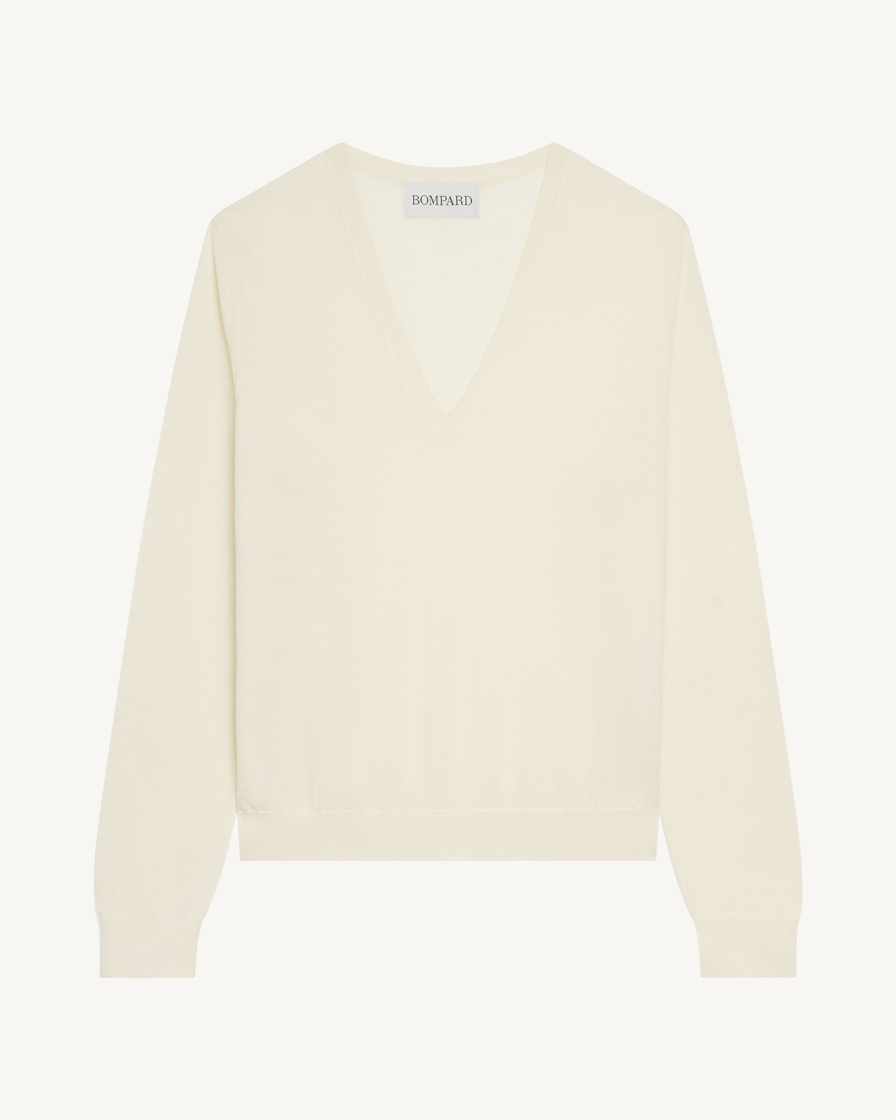 Pull col V Faustine-NATUREL-100% cachemire