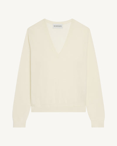Pull col V Faustine-NATUREL-100% cachemire