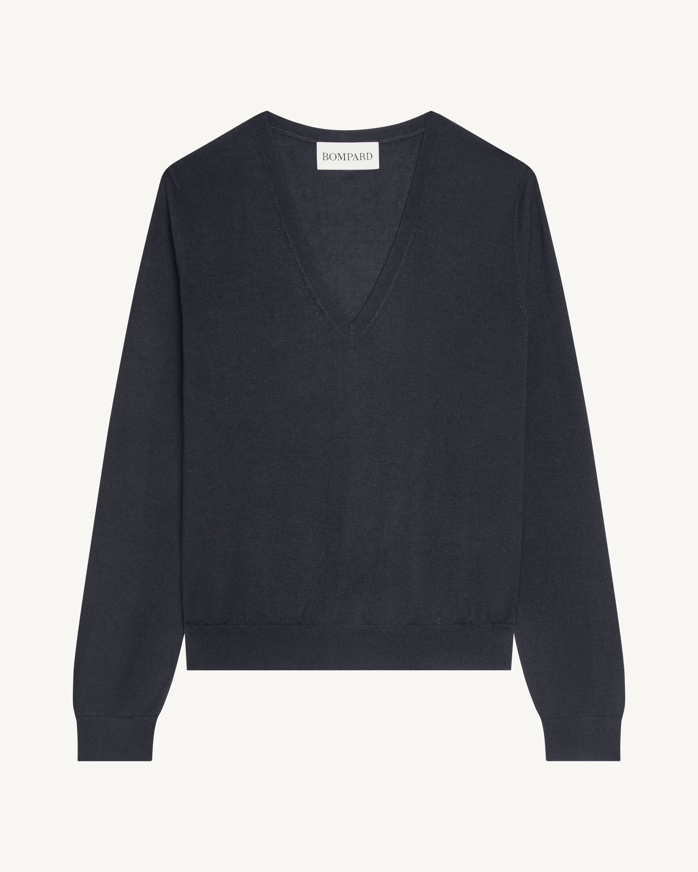 Pull col V Faustine-NOIR-100% cachemire