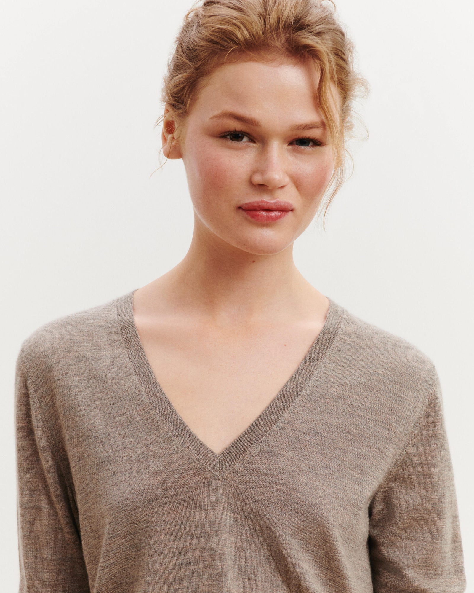 Pull col V Faustine-MILLET-100% cachemire