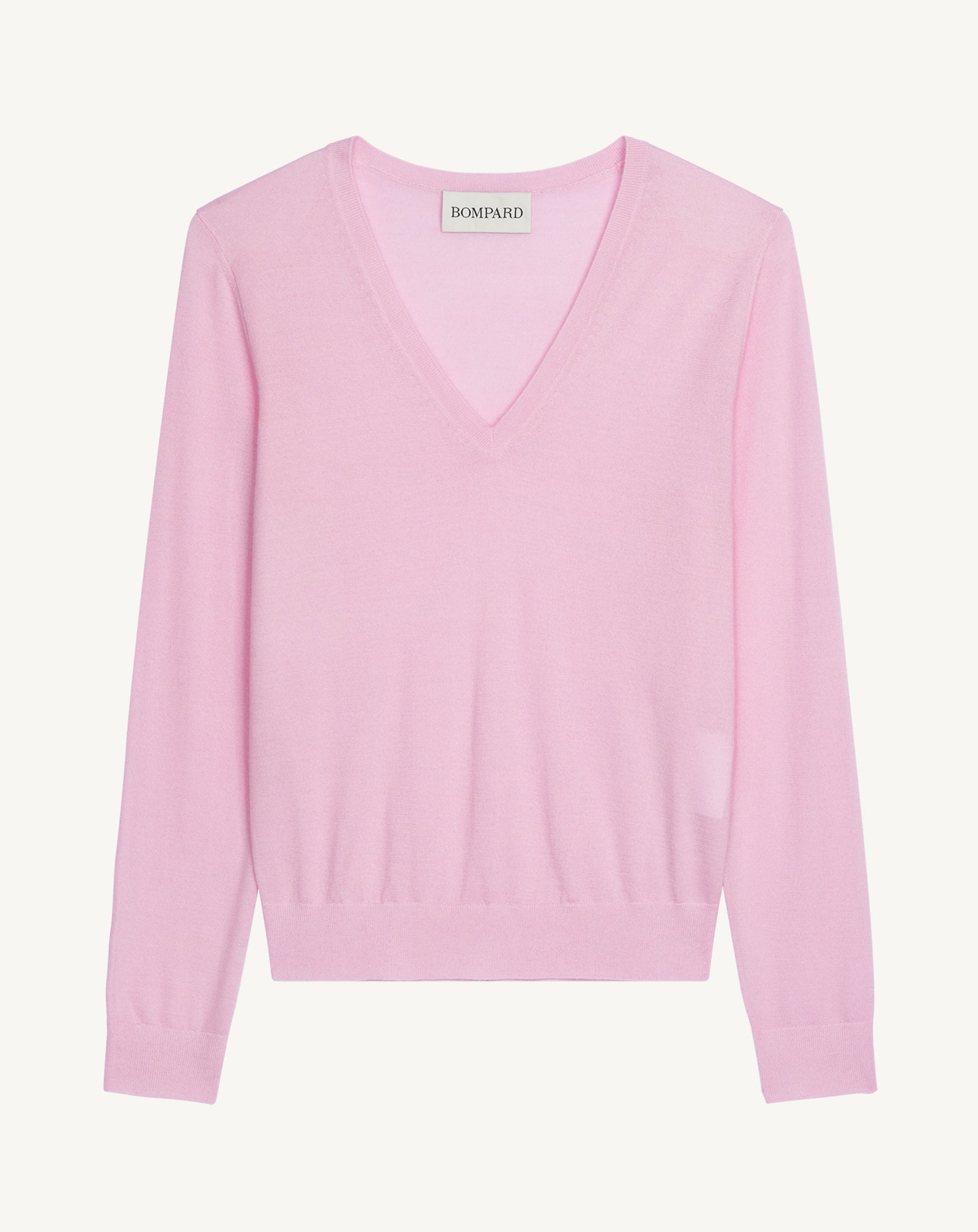 Pull col V Faustine-ROSE QUARTZ-100% cachemire