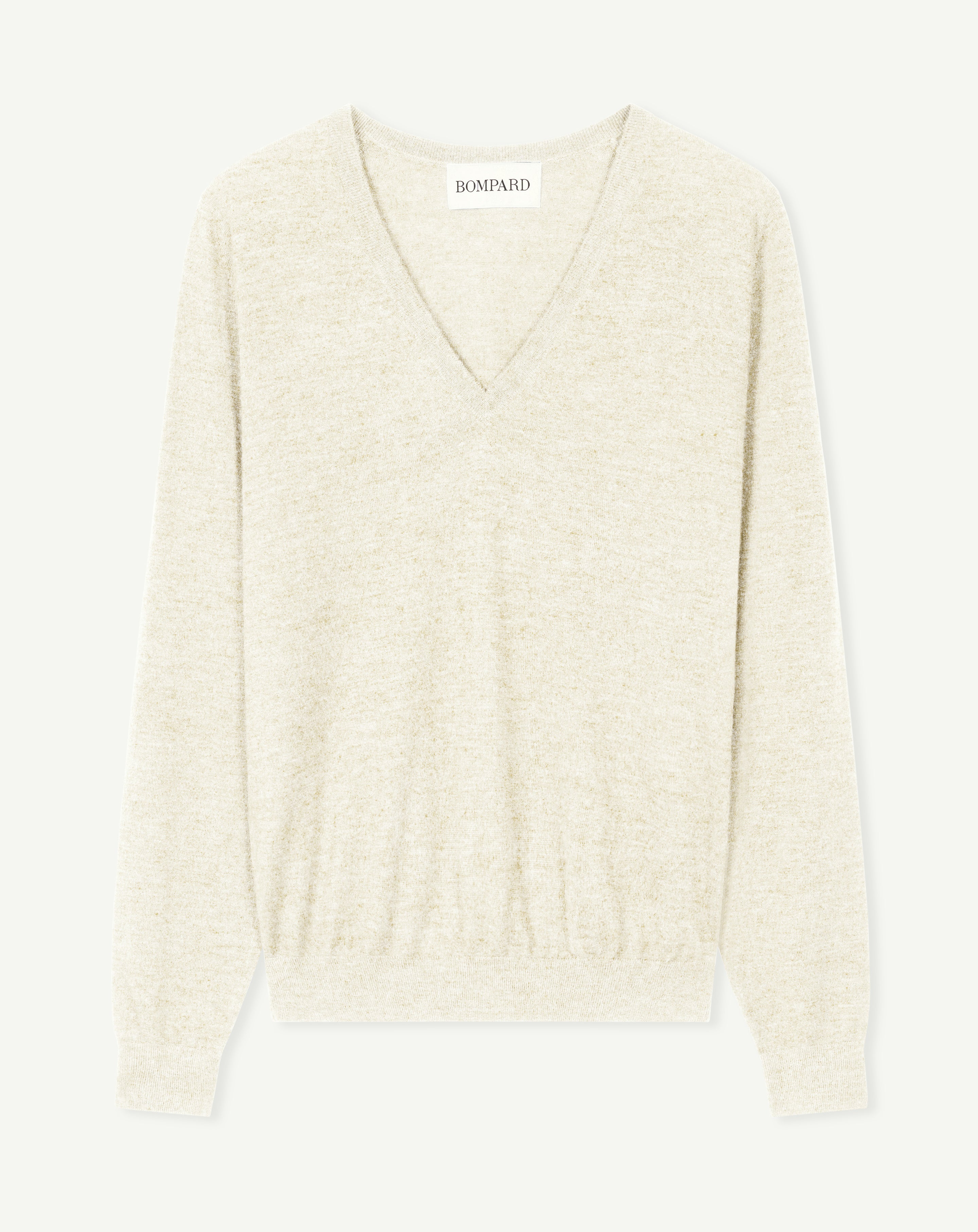 Pull col V ultrafin-NATUREL-100% cachemire