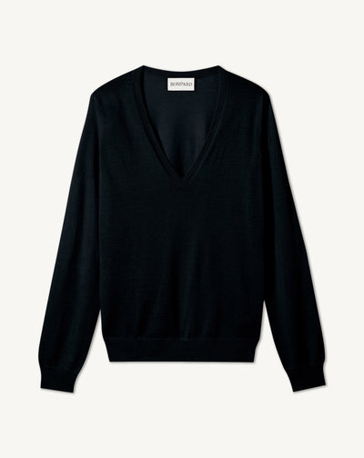 Pull V ultrafin-NOIR-100% CACHEMIRE