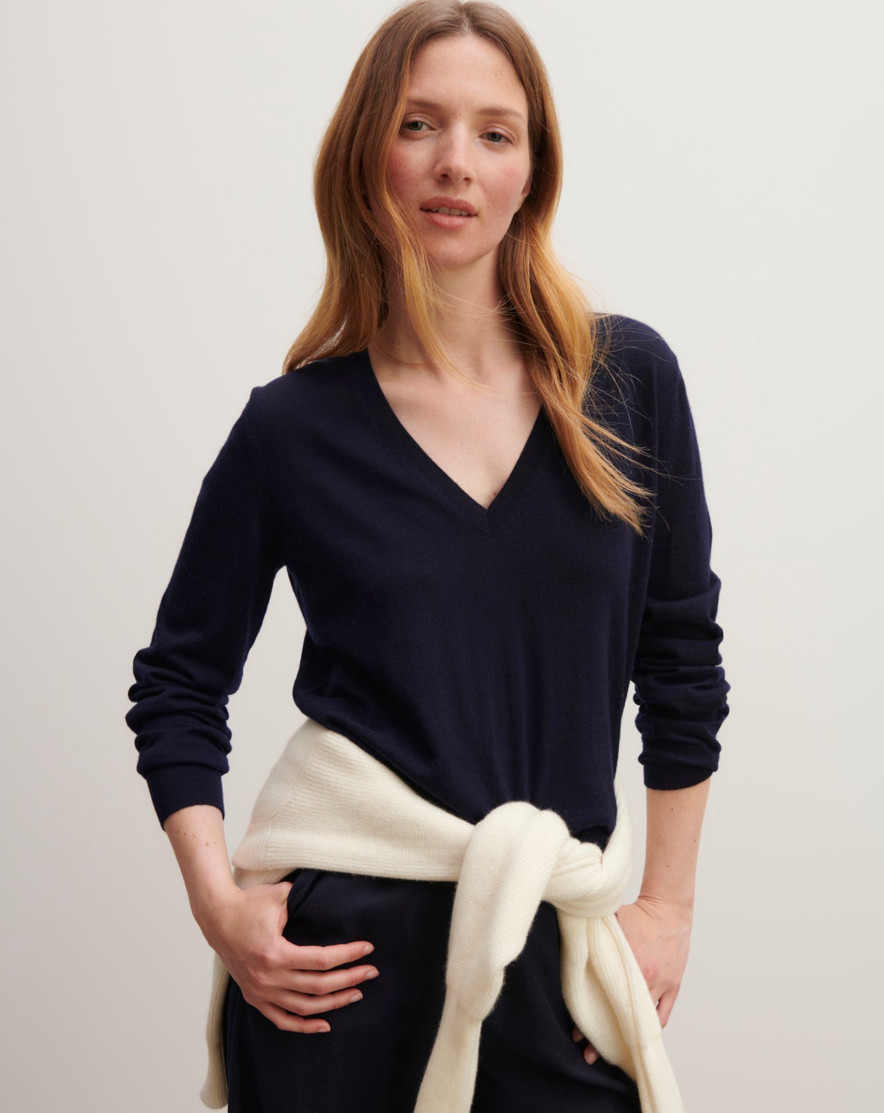 Pull col V ultrafin Marine