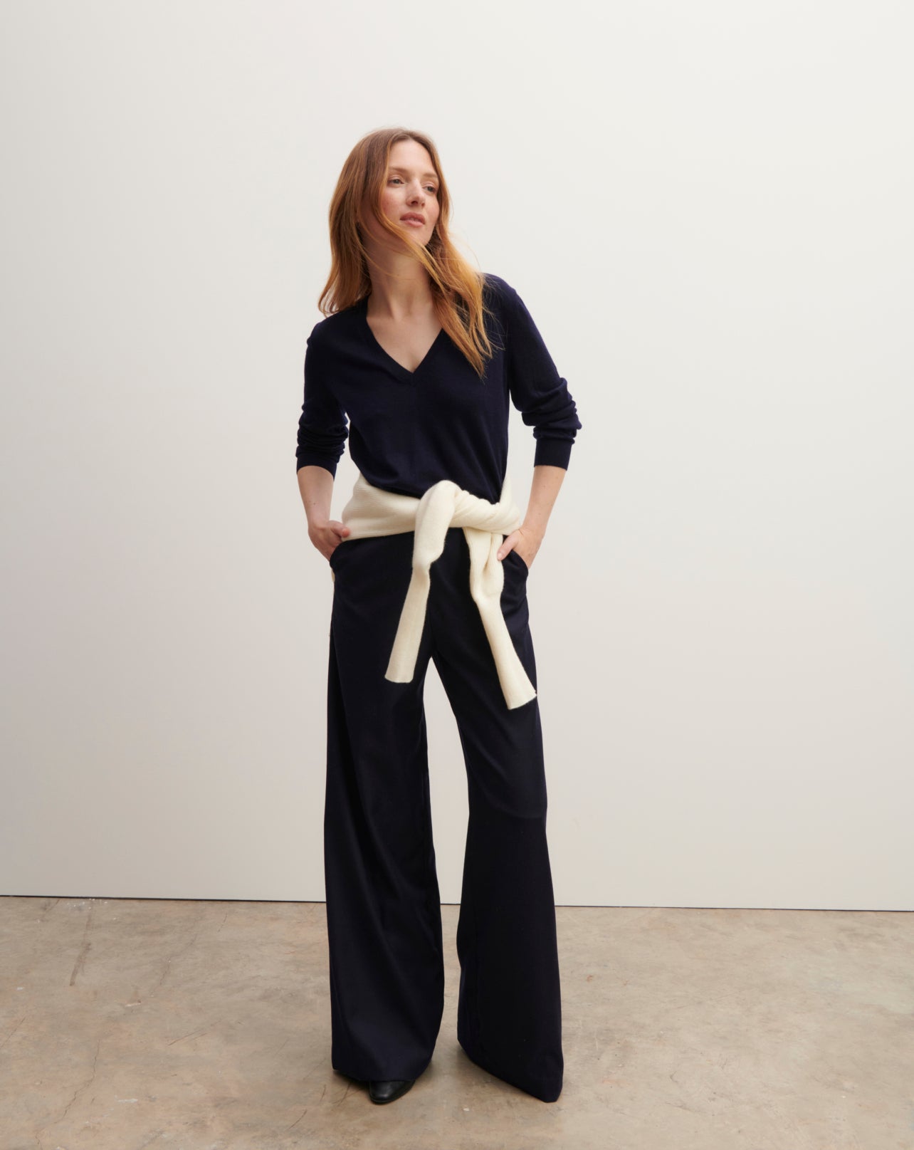 Pull V ultrafin-MARINE-100% CACHEMIRE