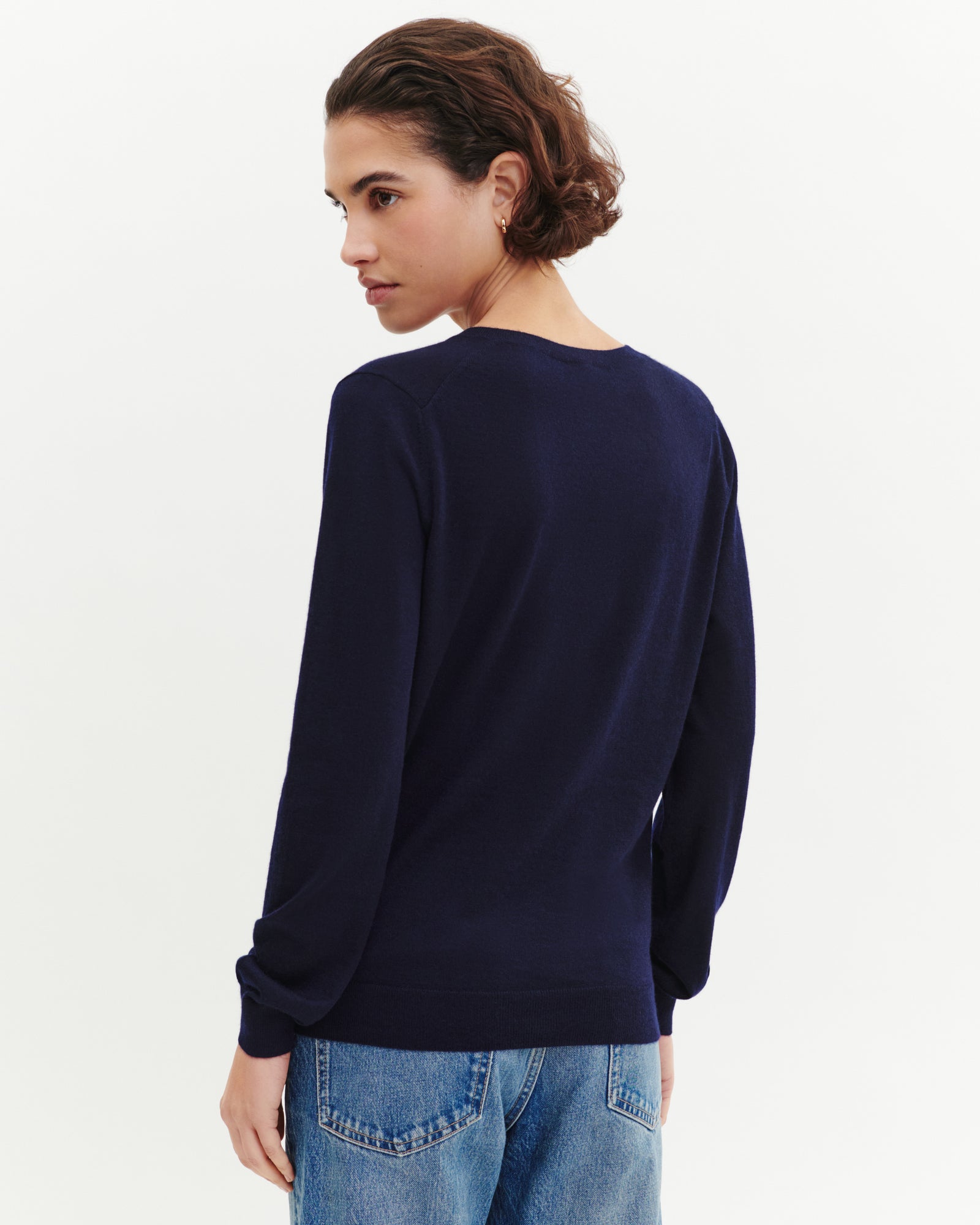 Pull V ultrafin-MARINE-100% CACHEMIRE