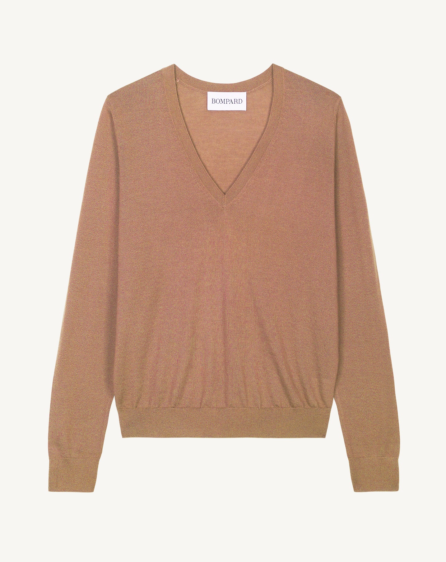 Pull V ultrafin-CARAMEL-100% CACHEMIRE