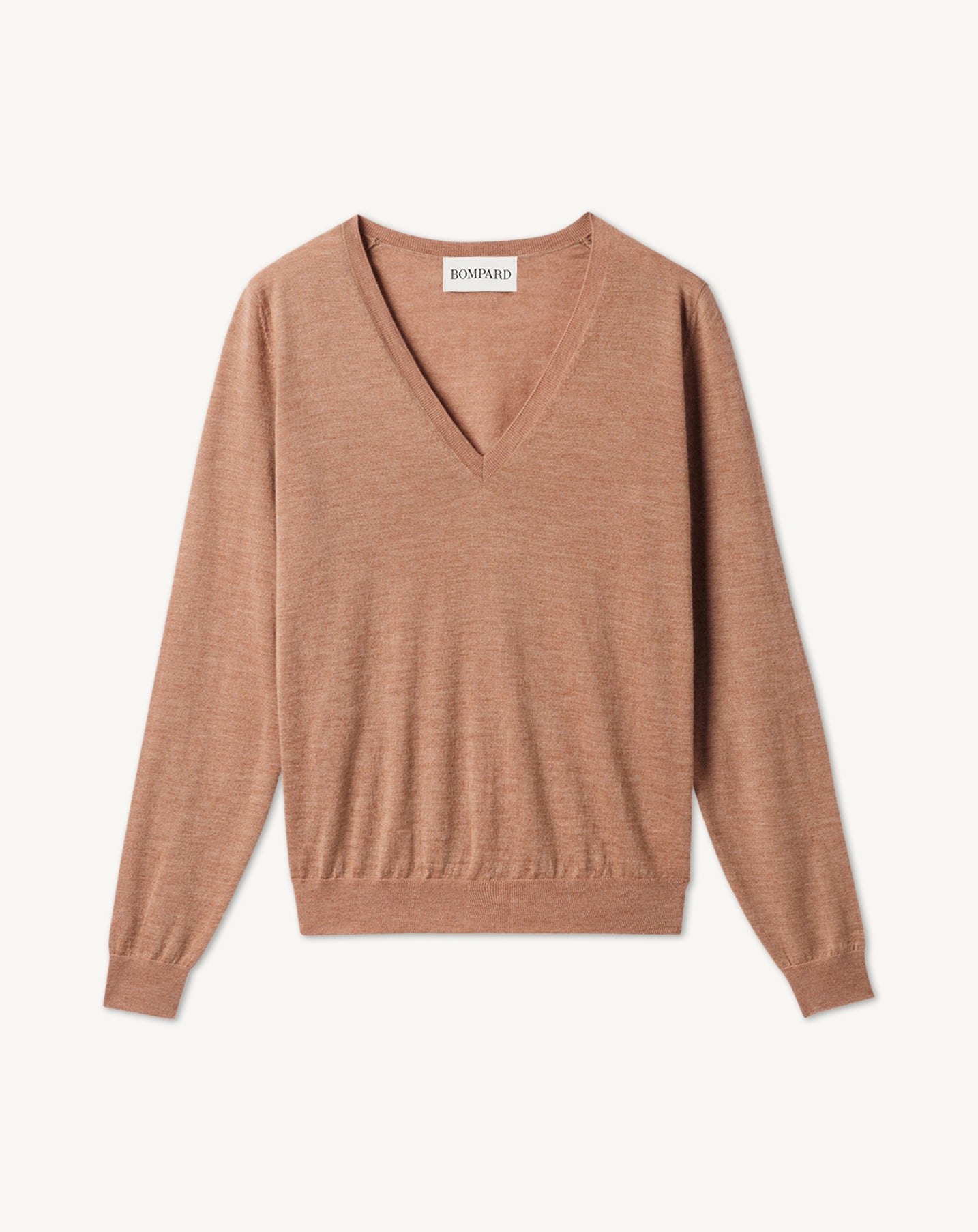 Pull V ultrafin-CARAMEL-100% CACHEMIRE