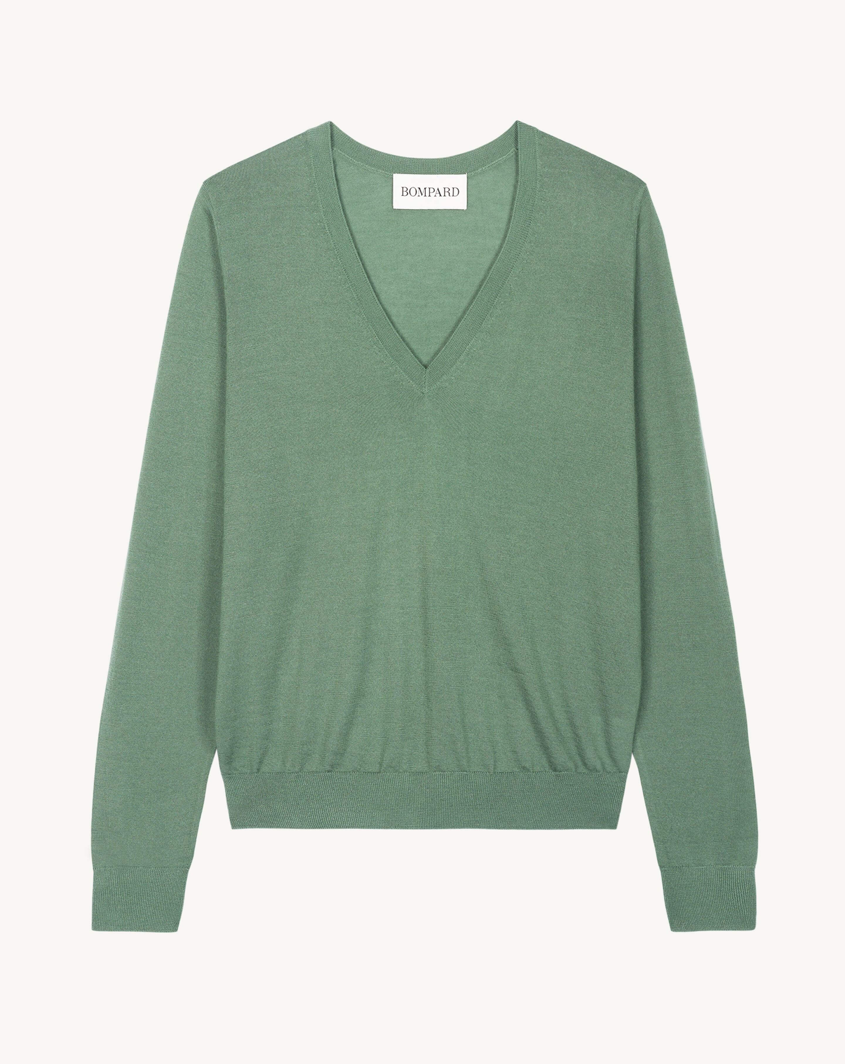 Pull col V ultrafin-JADE-100% cachemire