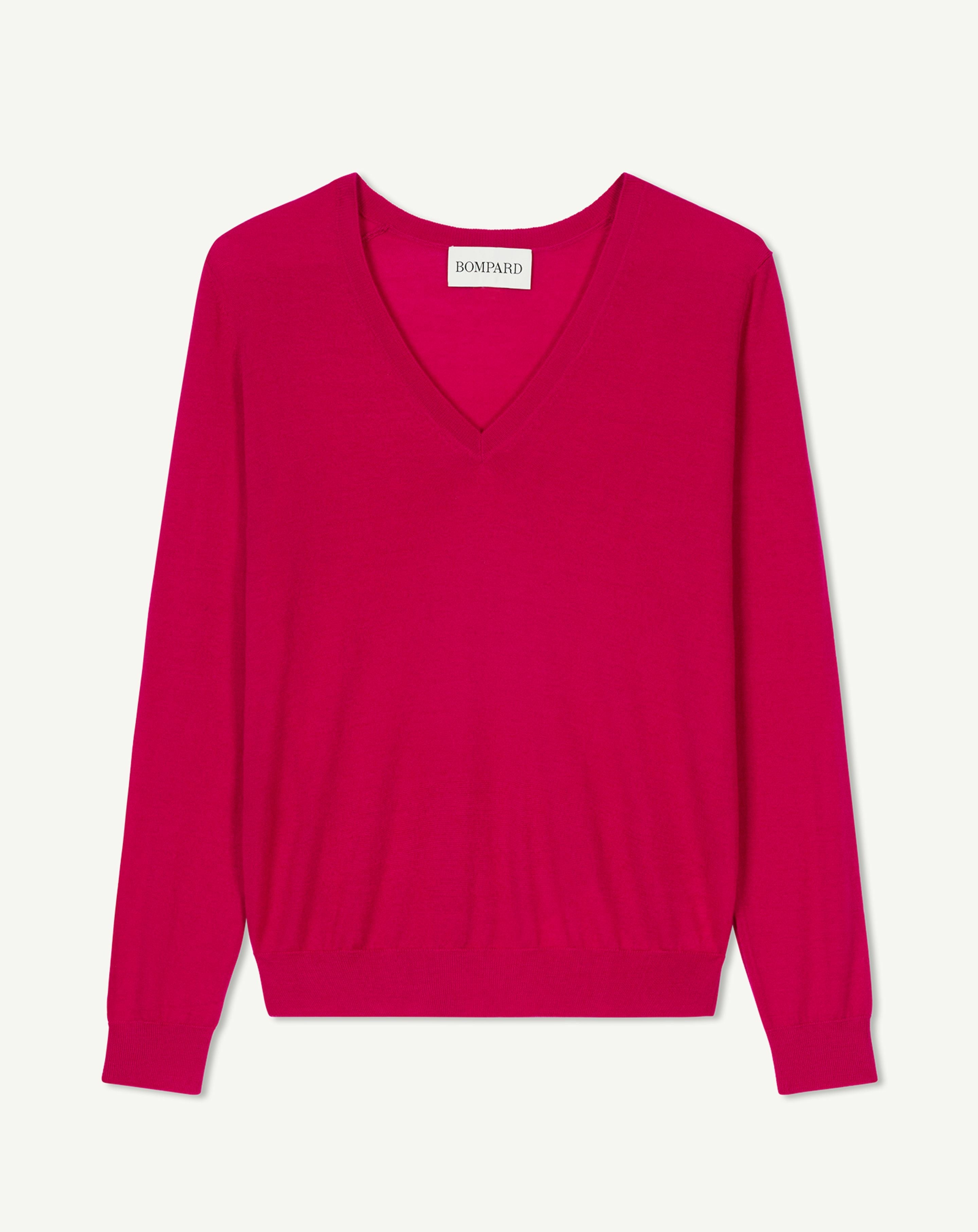 Pull col V ultrafin-ROSE DIVA-100% cachemire