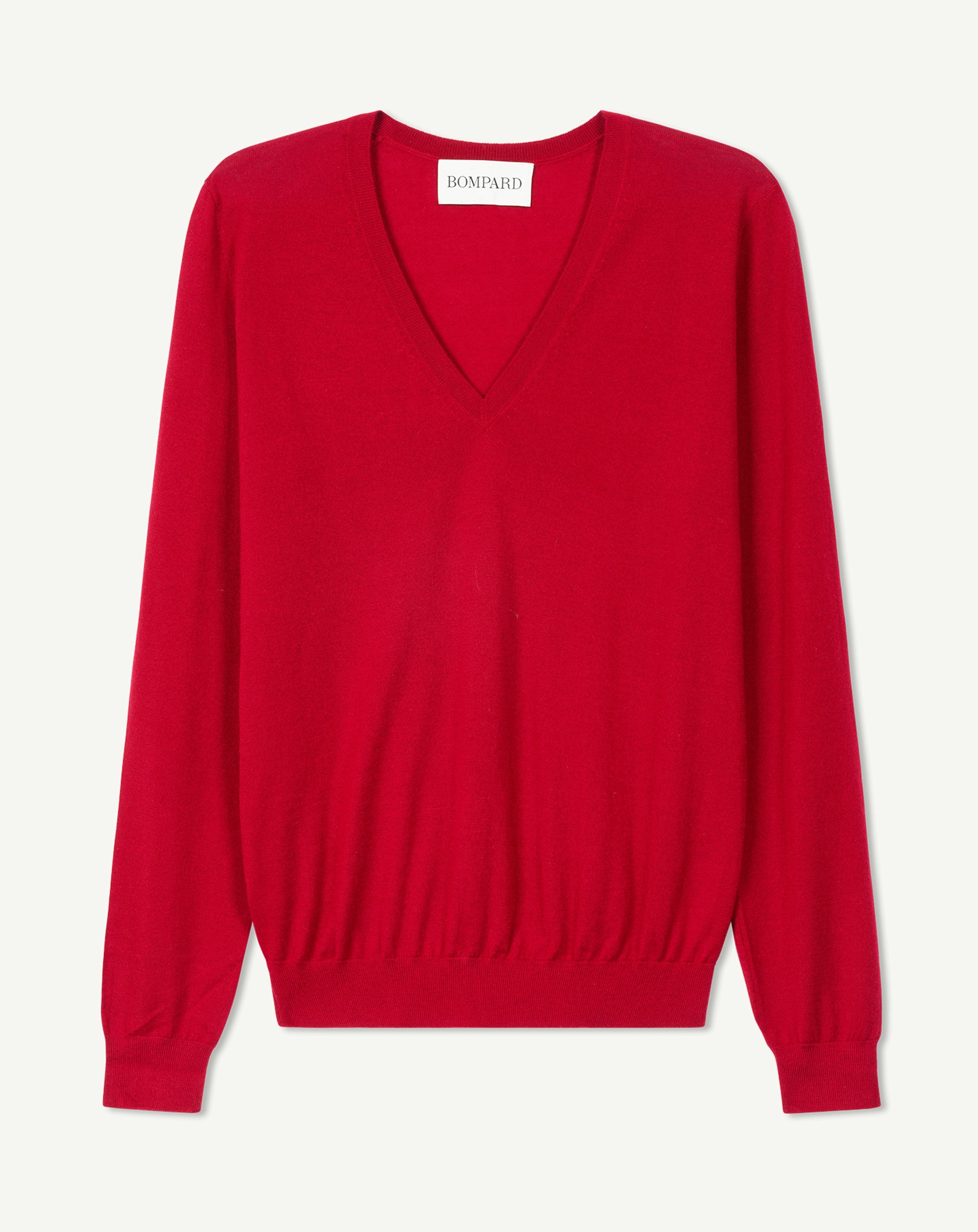 Pull col V ultrafin-ROUGE TANGO-100% cachemire