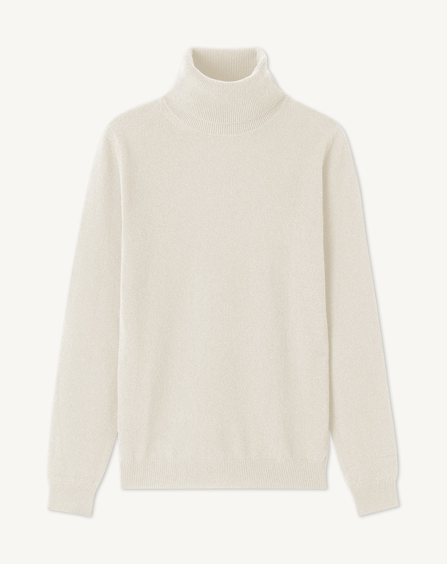 Pull col roulé classique-NATUREL-100% cachemire