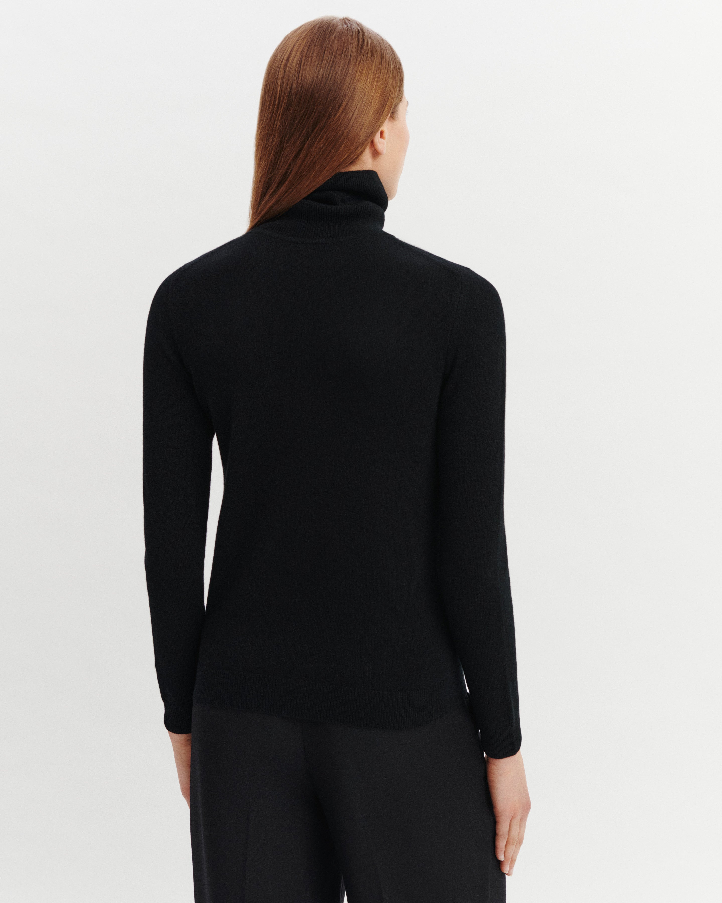 Pull col roulé classique-NOIR-100% CACHEMIRE