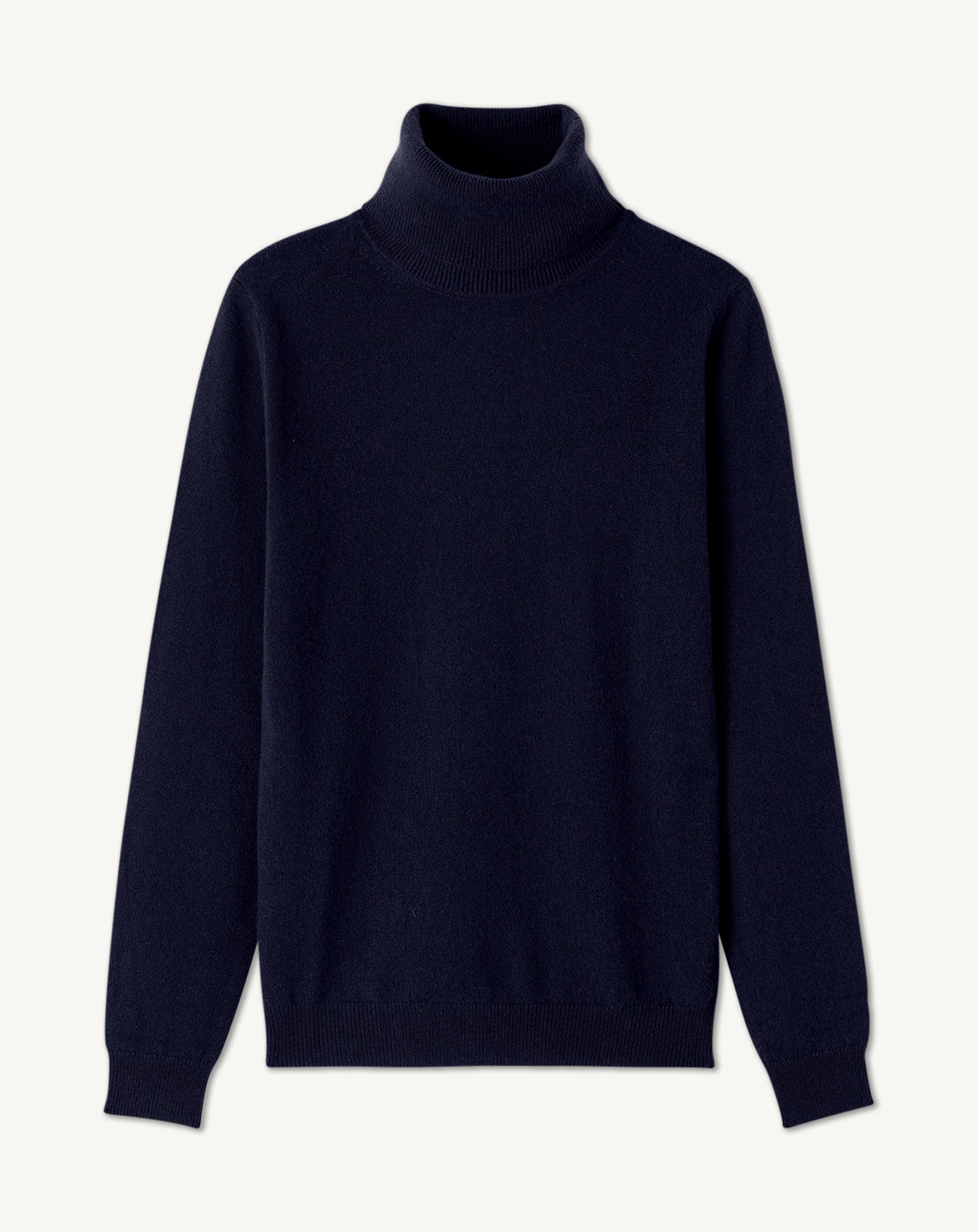 Pull col roulé classique-MARINE-100% cachemire