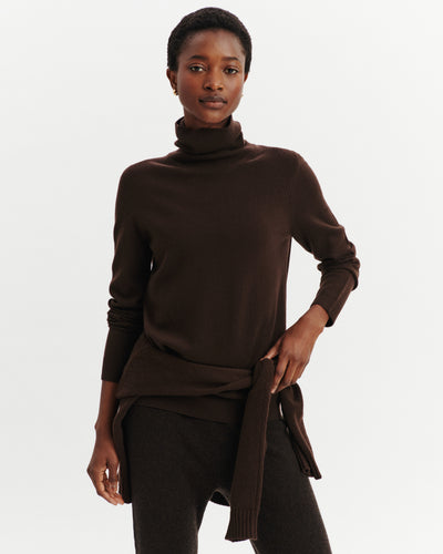 Pull col roulé Origines-CHOCOLAT-100% cachemire