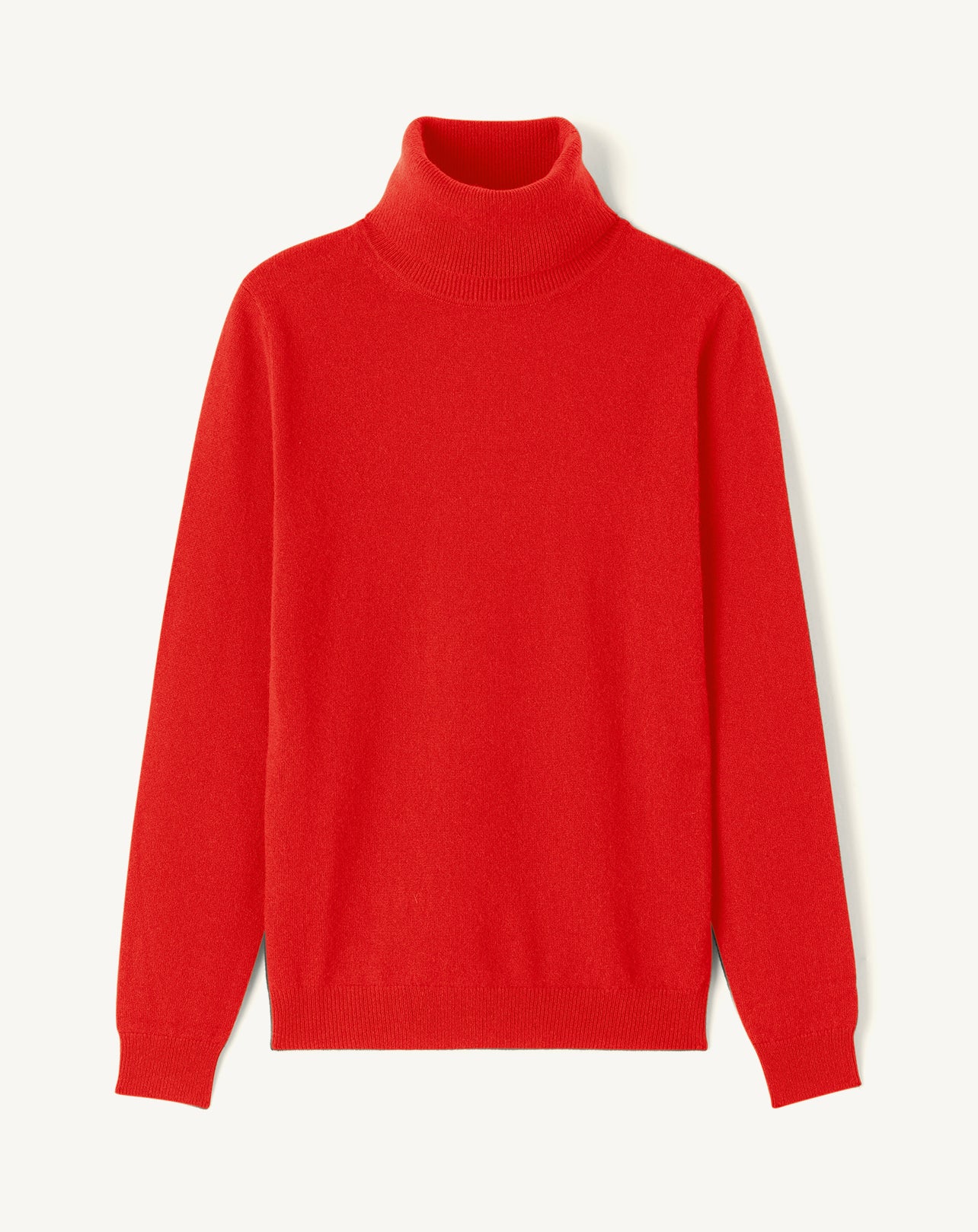 Pull col roulé classique-ROUGE GORGE-100% cachemire