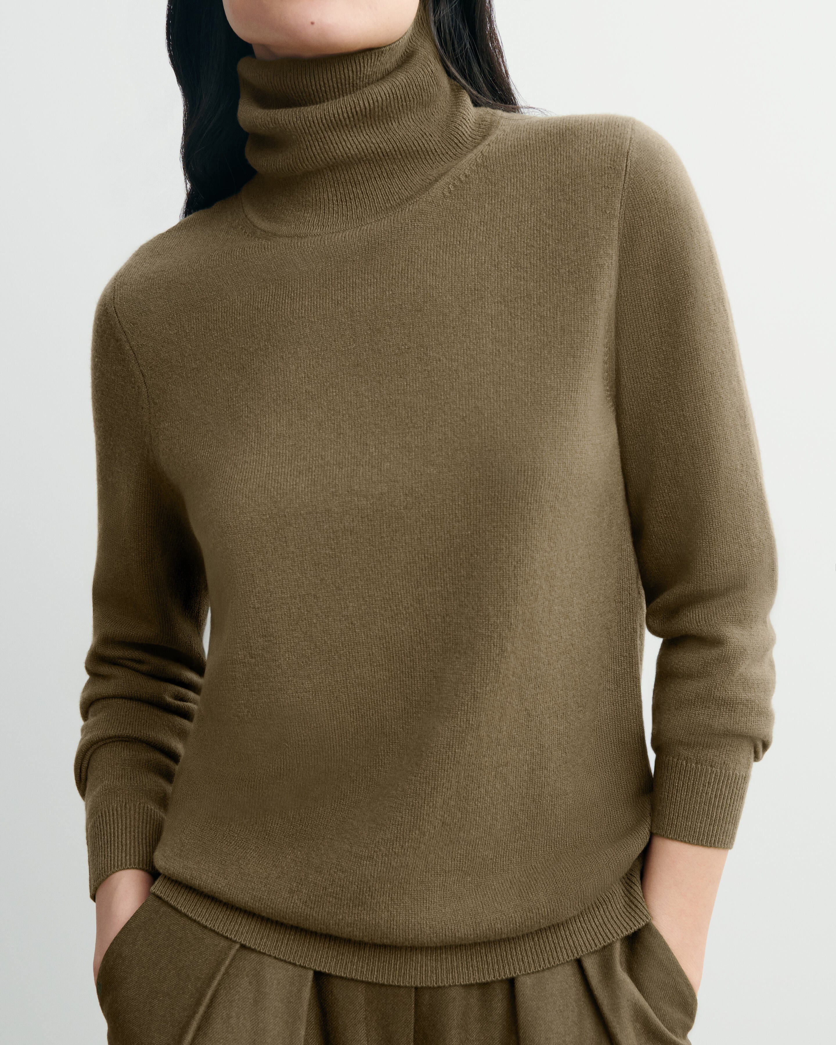 Pull col roulé classique-BRONZE-100% cachemire