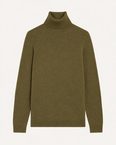 Pull col roulé classique-OLIVE-100% cachemire