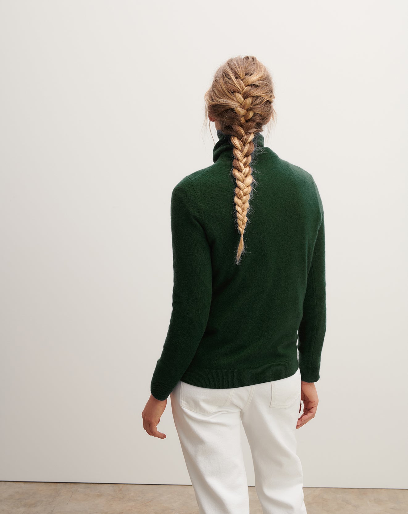 Pull col roulé classique-VERT ZURICH-100% cachemire