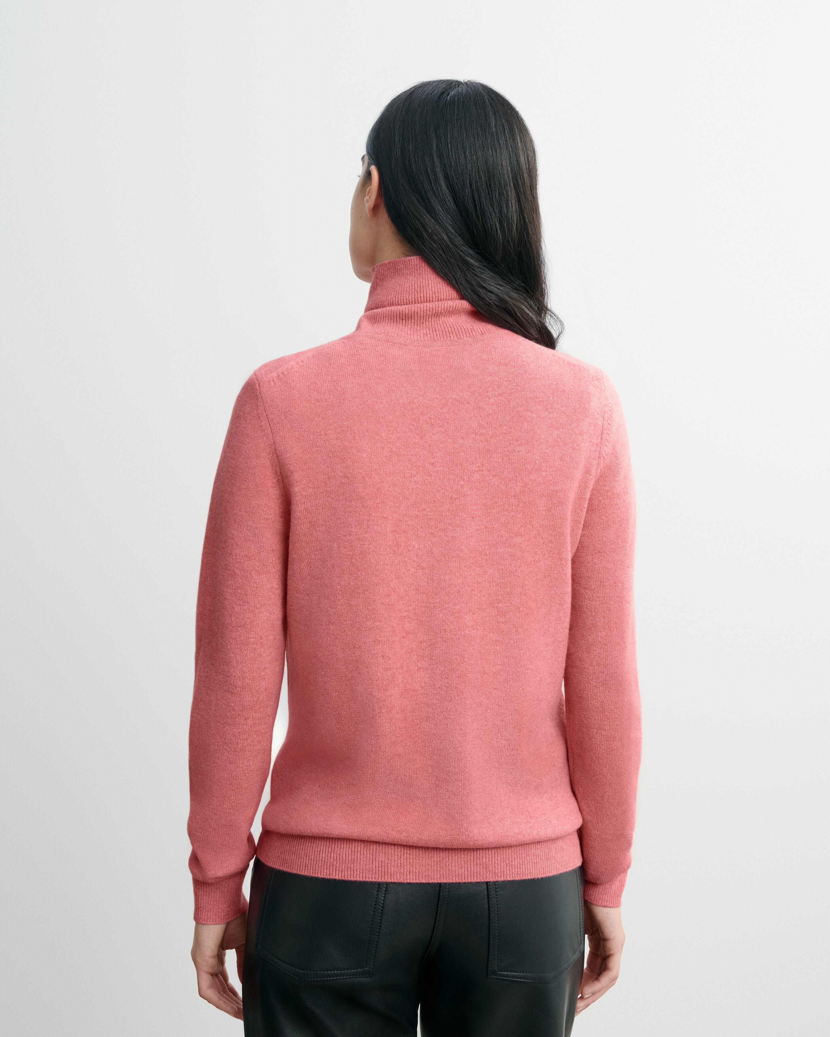 Pull col roulé classique-ROSE CAMEO-100% cachemire