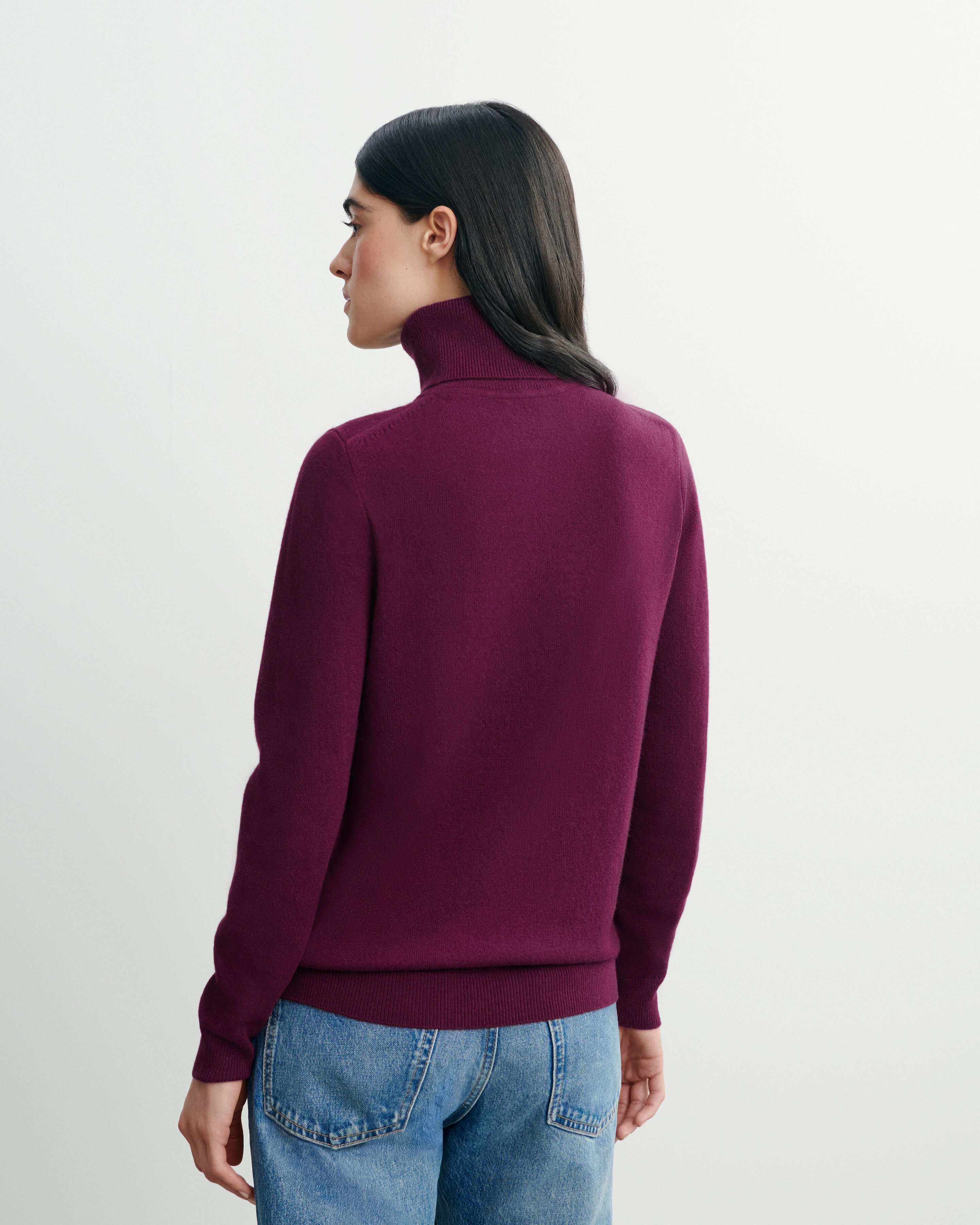 Pull col roulé classique-PRUNE DAMAS-100% cachemire