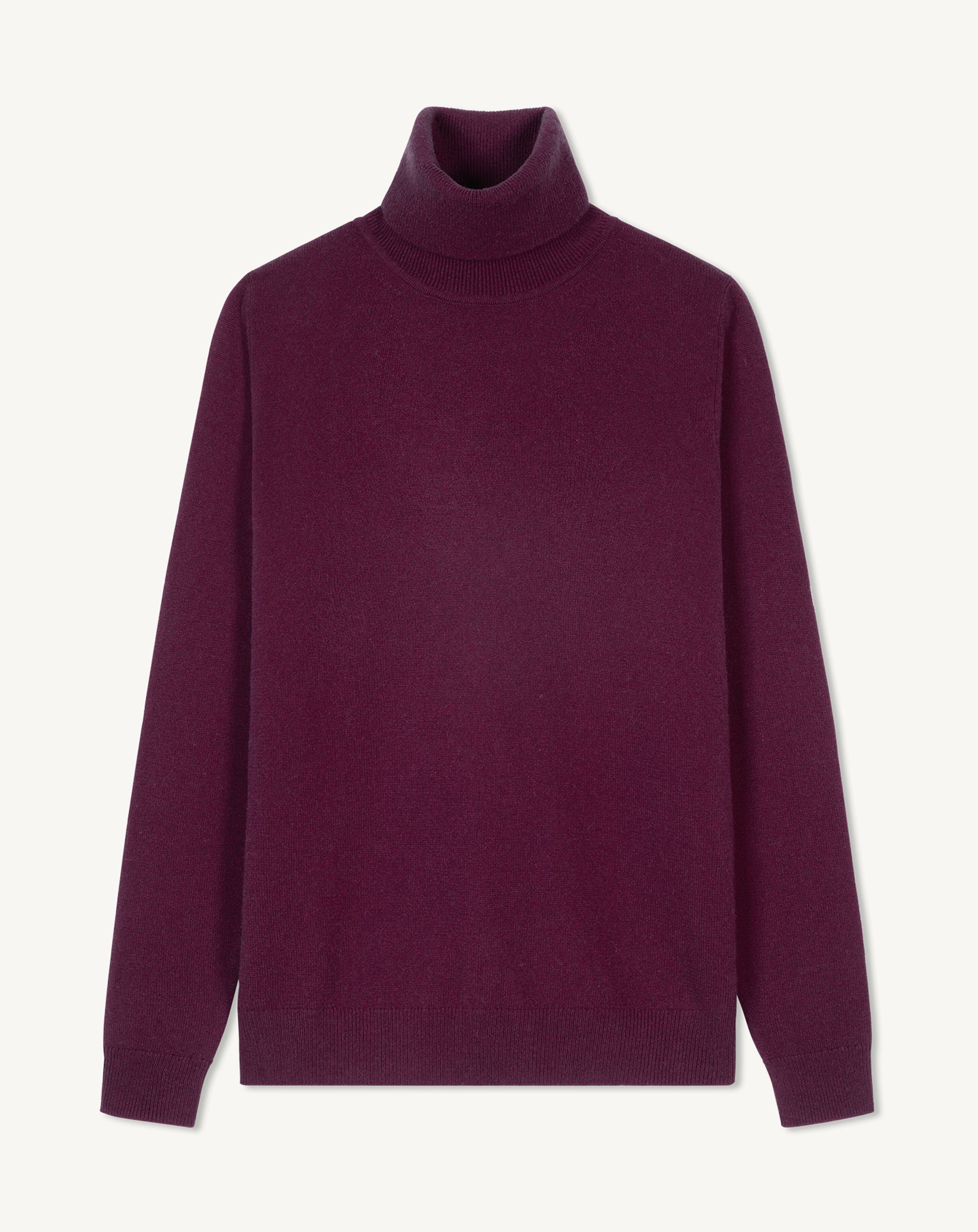 Pull col roulé classique-PRUNE DAMAS-100% cachemire