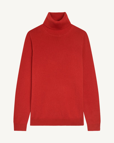 Pull col roulé classique-ROUGE QUARANTE-100% cachemire