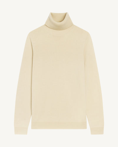 Pull col roulé classique-ECRU VINTAGE-100% cachemire
