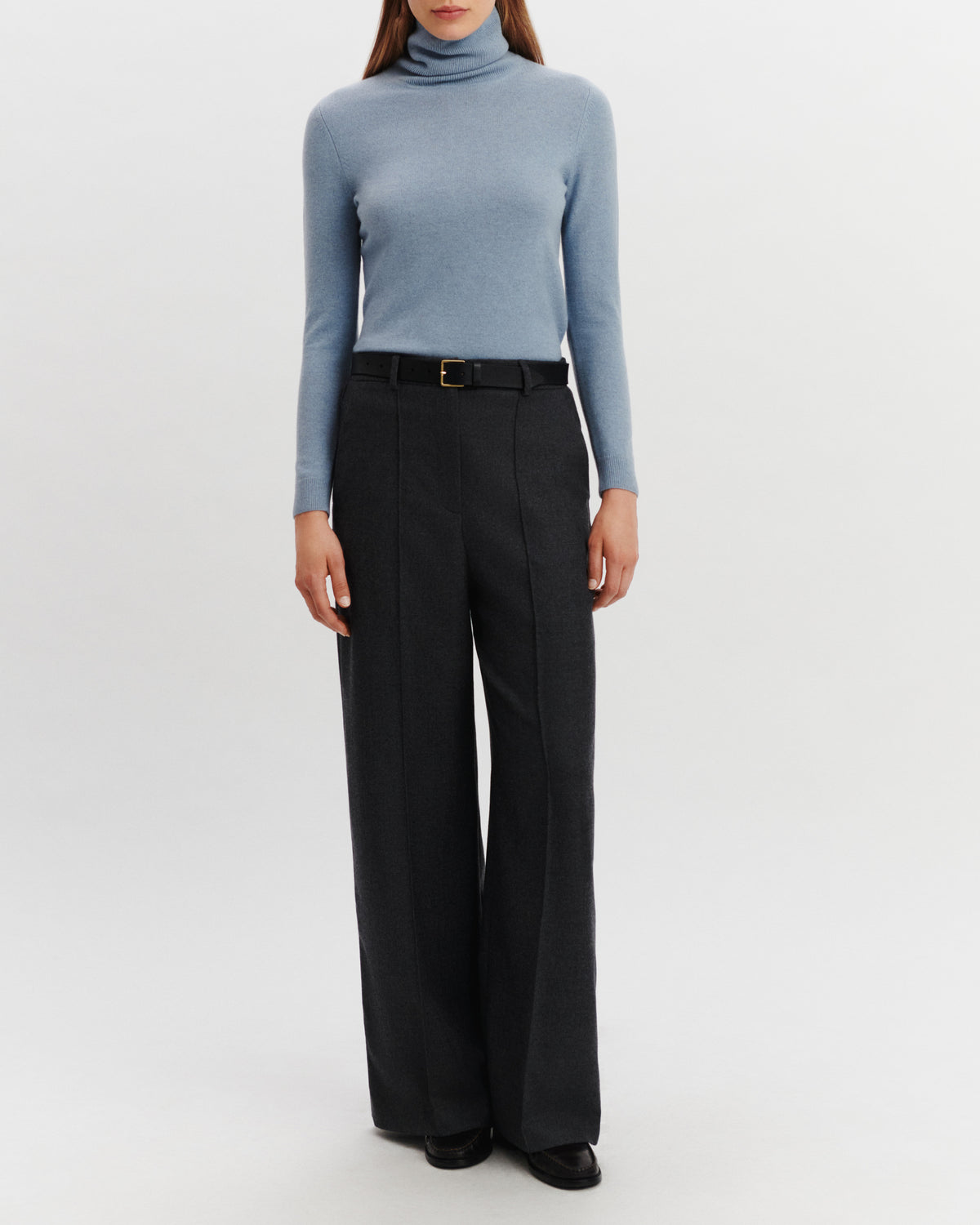 Pull col roulé Origines-BLEU GLACIER-100% cachemire