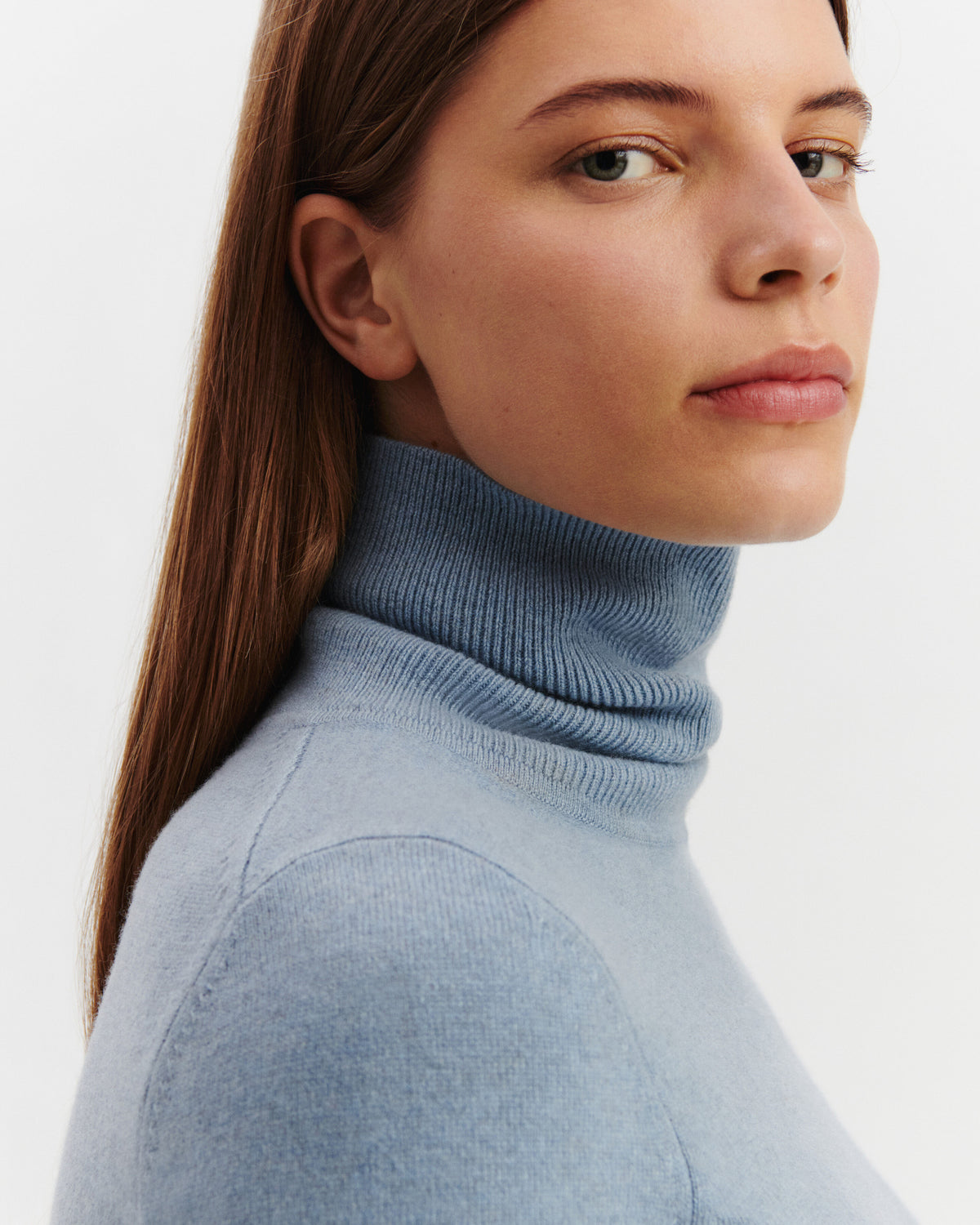 Pull col roulé Origines-BLEU GLACIER-100% cachemire