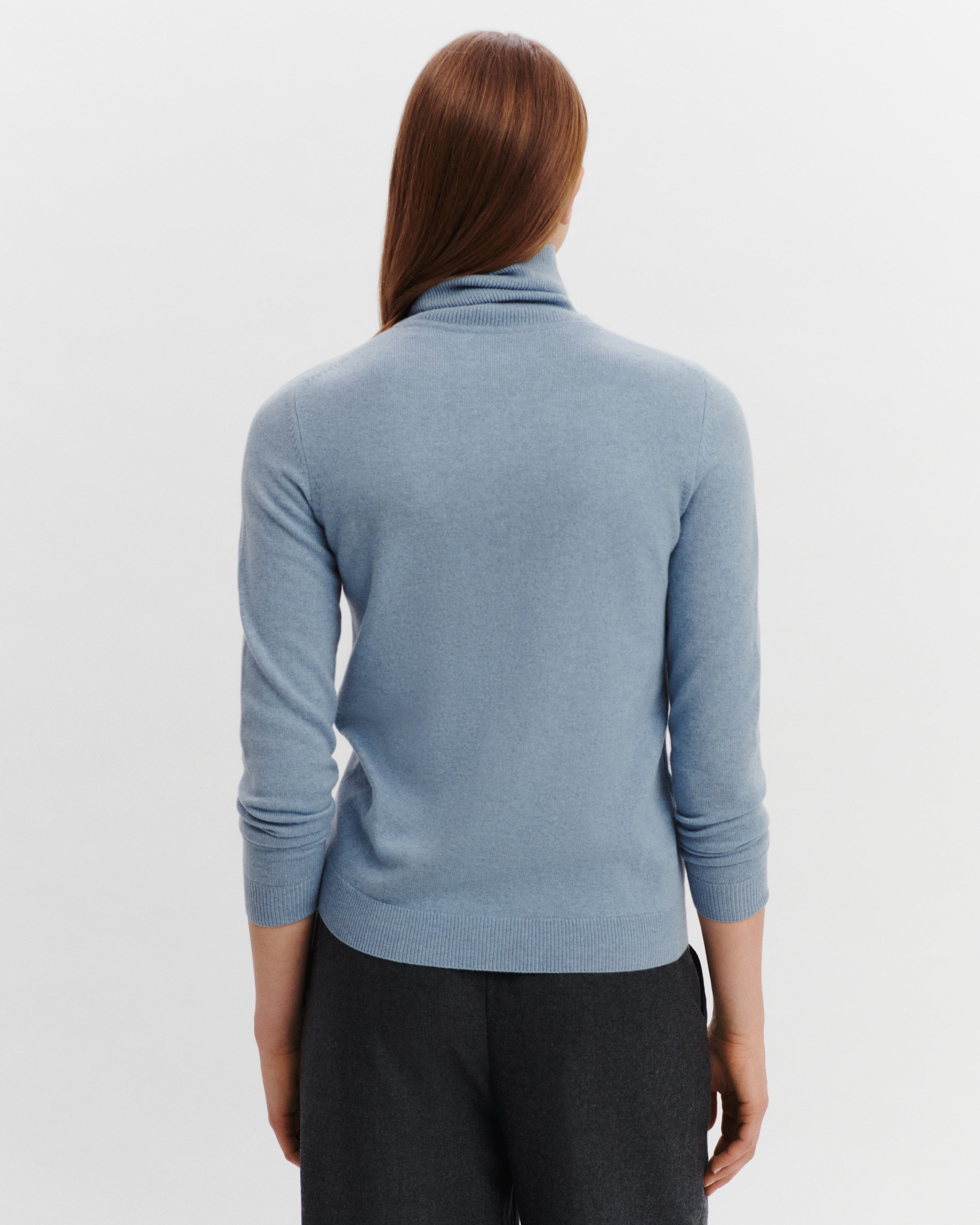 Pull col roulé Origines-BLEU GLACIER-100% cachemire