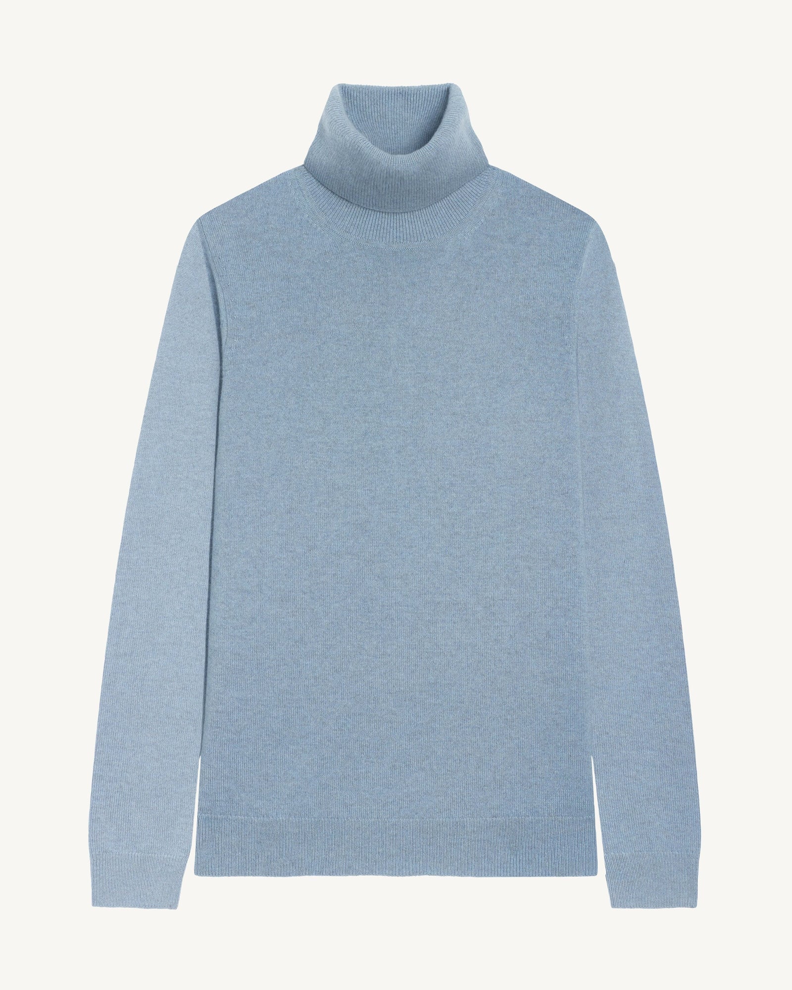 Pull col roulé classique-BLEU GLACIER-100% cachemire