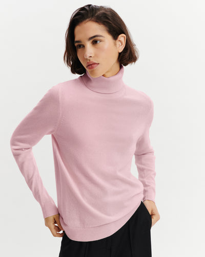 Pull col roulé Origines-ROSE QUARTZ-100% cachemire