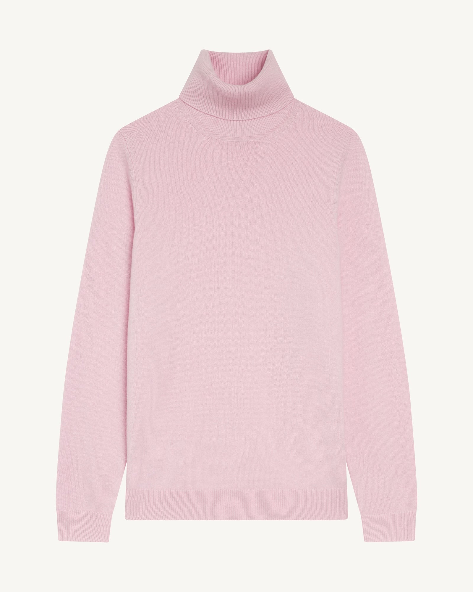 Pull col roulé classique-ROSE QUARTZ-100% cachemire