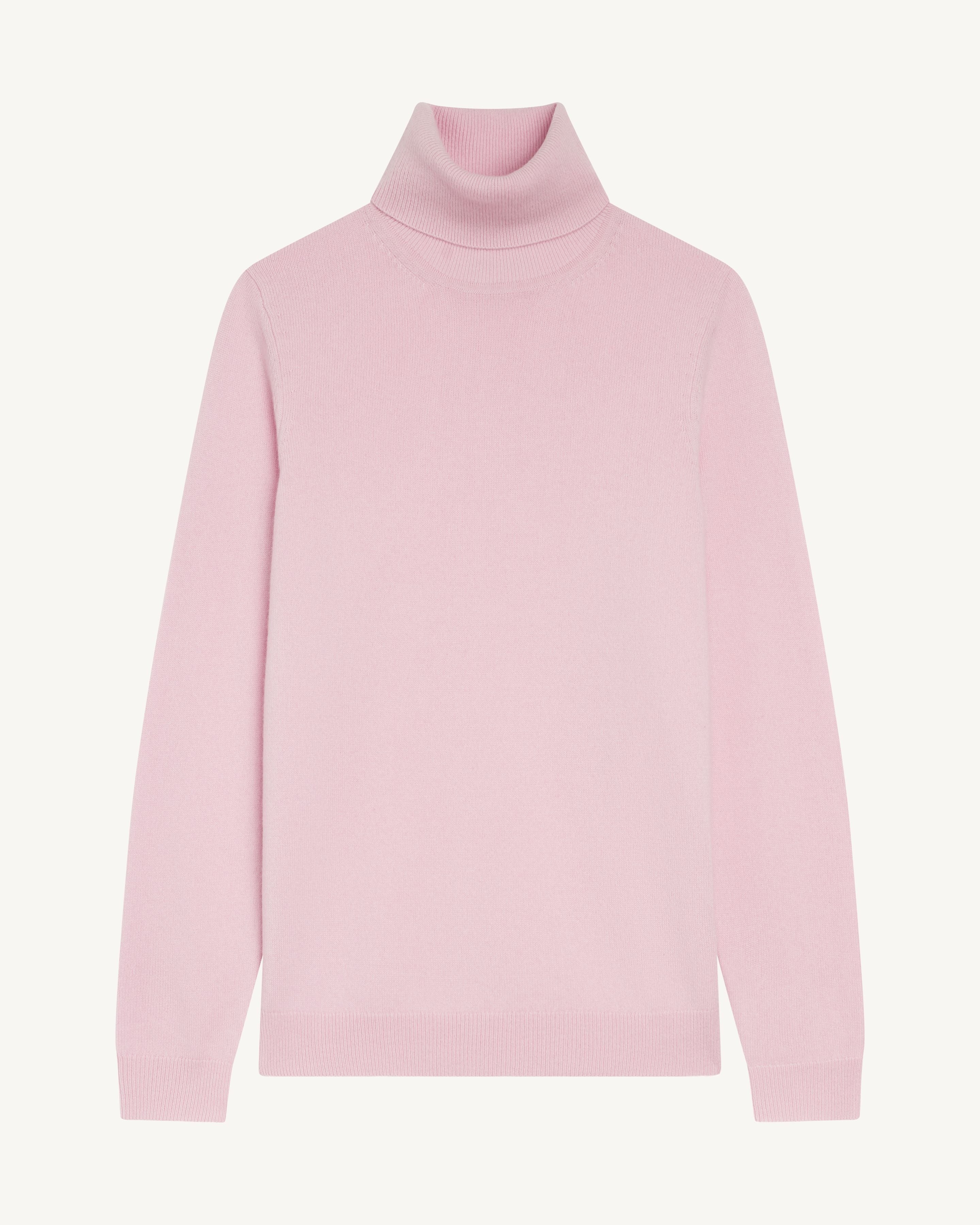 Pull col roulé classique-ROSE QUARTZ-100% cachemire