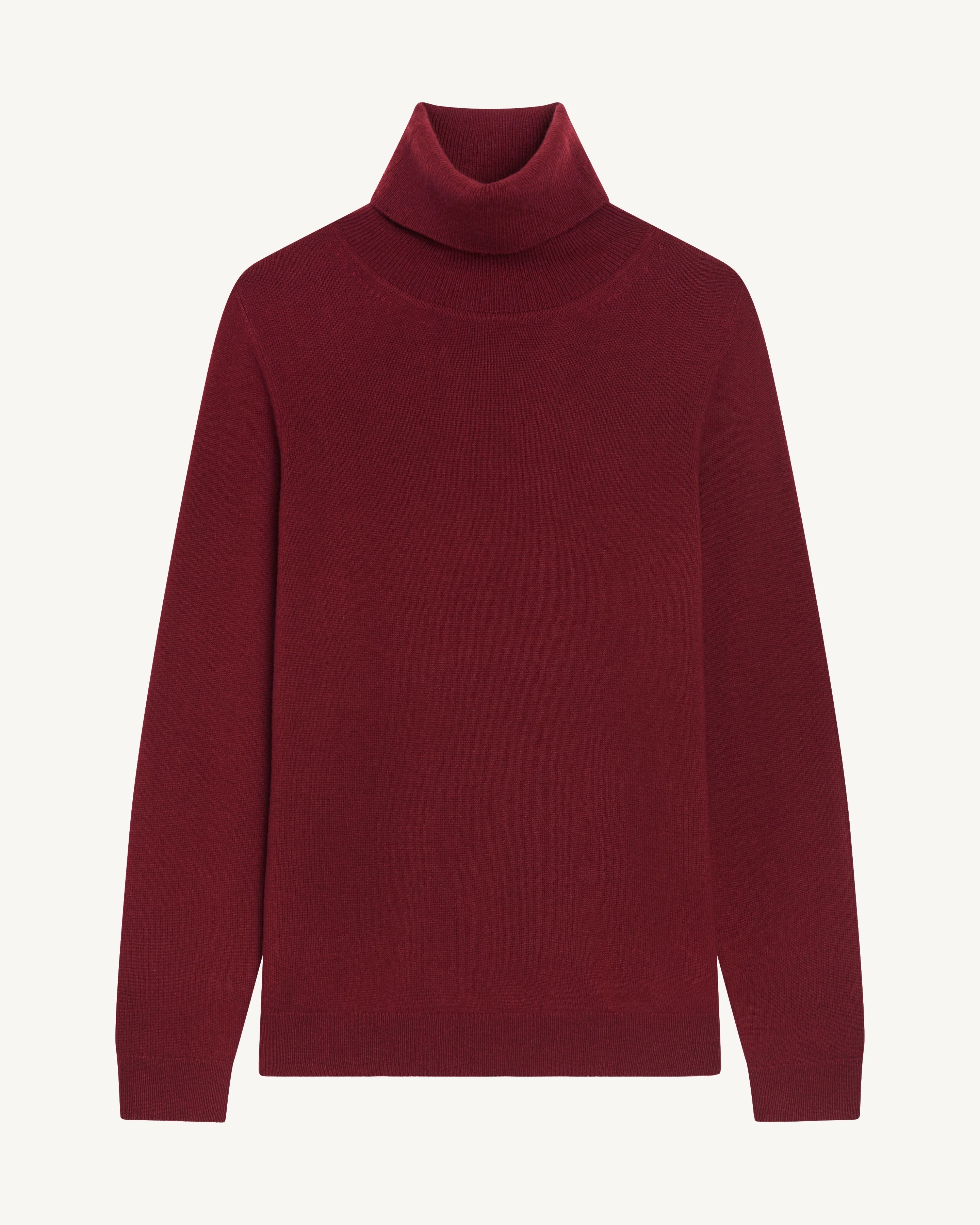 Pull col roulé classique-ROUGE D'ORIENT-100% cachemire