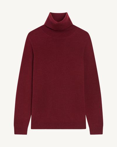 Pull col roulé classique-ROUGE D'ORIENT-100% cachemire