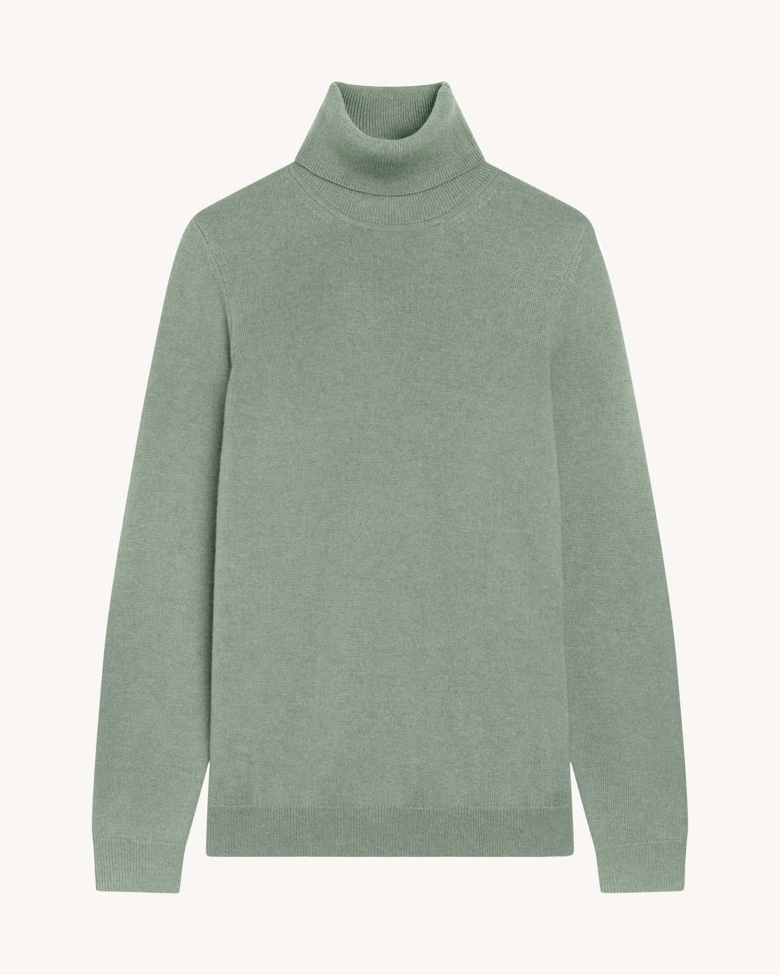 Pull col roulé classique-VERT DE GRIS-100% cachemire