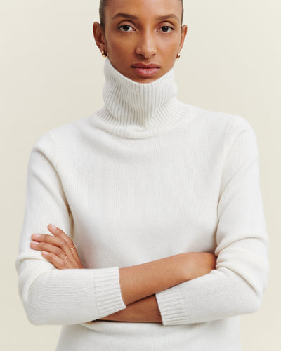 Pull col roulé-NATUREL-100% cachemire