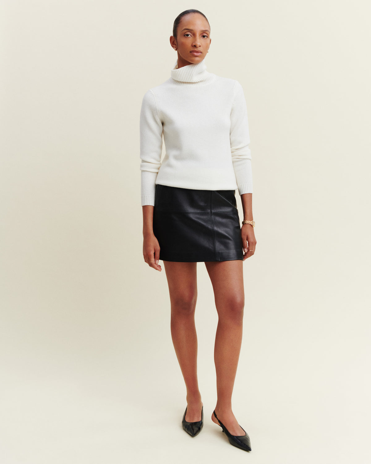 Pull col roulé-NATUREL-100% cachemire