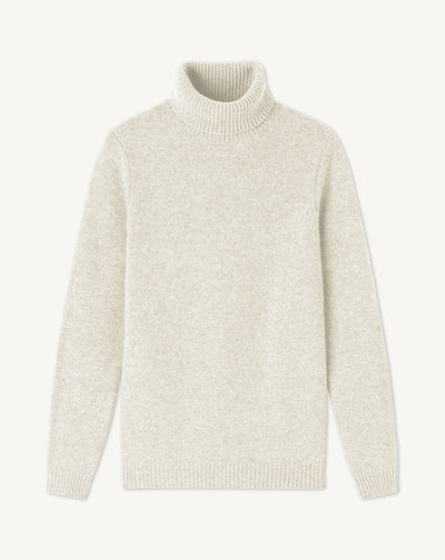 Pull col roulé-NATUREL-100% cachemire