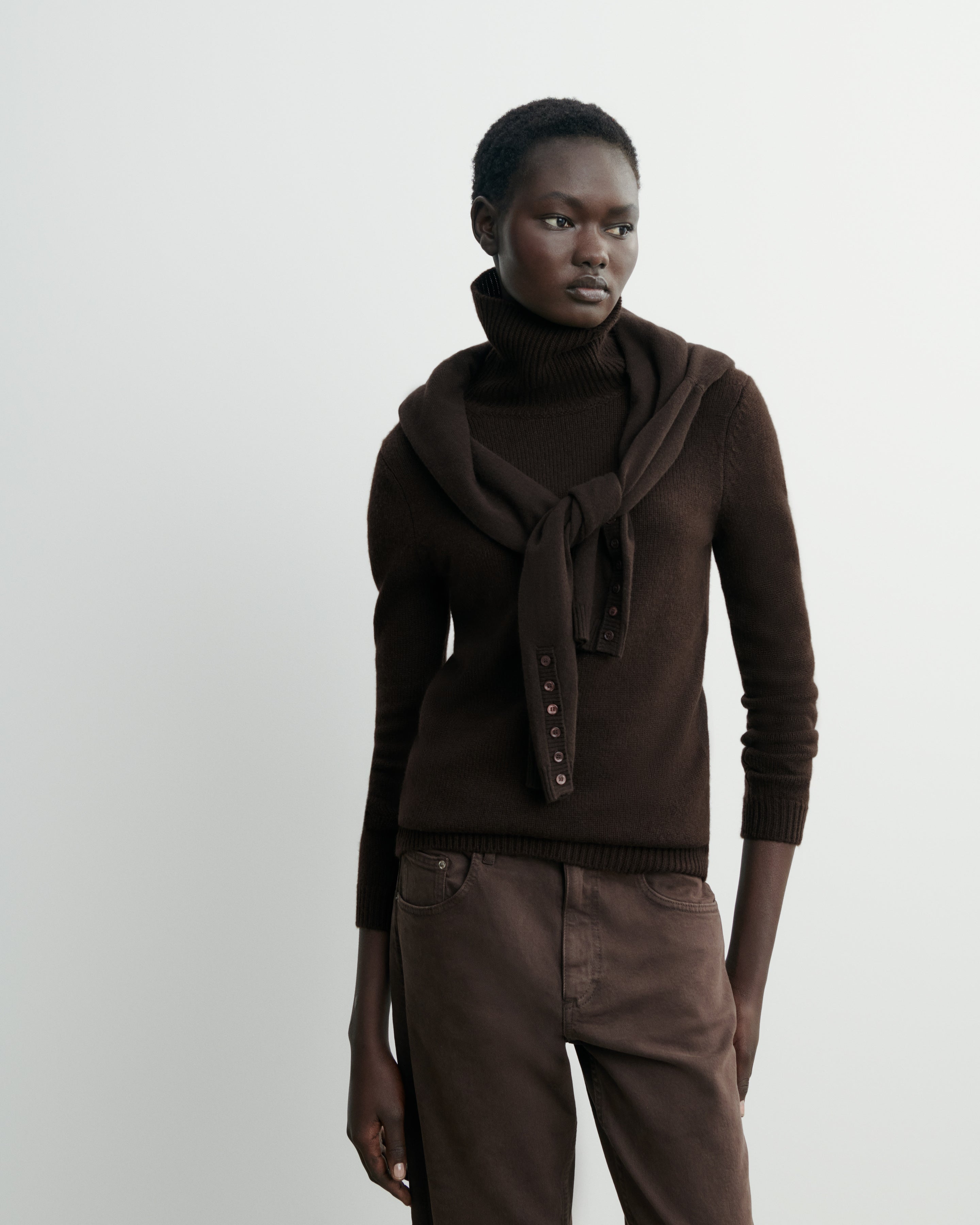 Pull col roulé-CHOCOLAT-100% cachemire